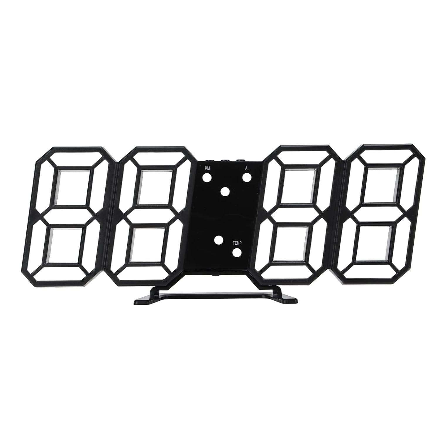 3D LED Digital Wall Clock- Home Alarm Clock, Table Clock, Wall Hanging, Easy-to-Read at Night, Plastic, for Home & Office (Black)