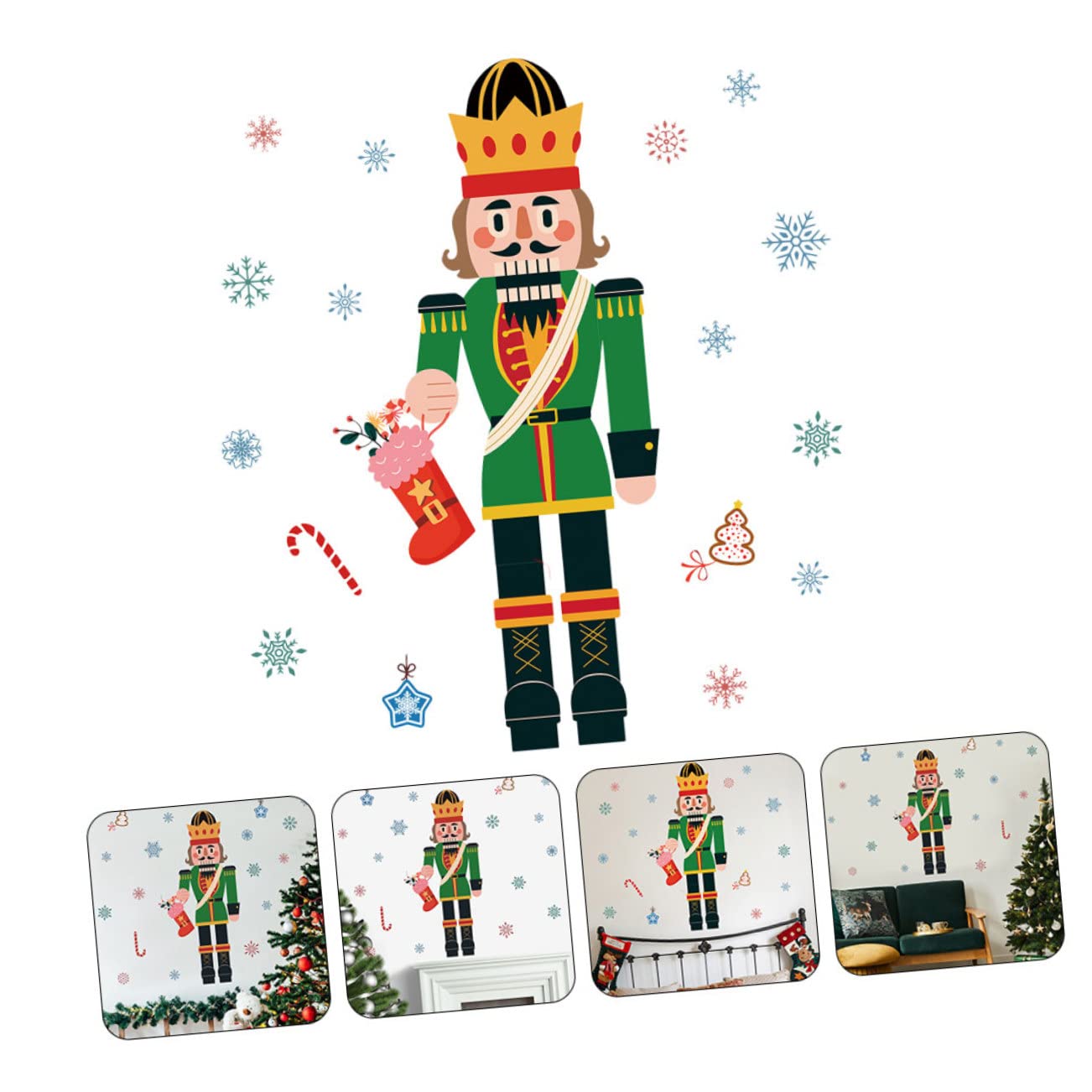 Alipis 5 Feuilles Autocollants De Fenêtre De Noël Sticker Mural Sapin De Noel Décorations De Fenêtre De Flocons De Neige Stickers Muraux De Noël Décor D'autocollants De PVC