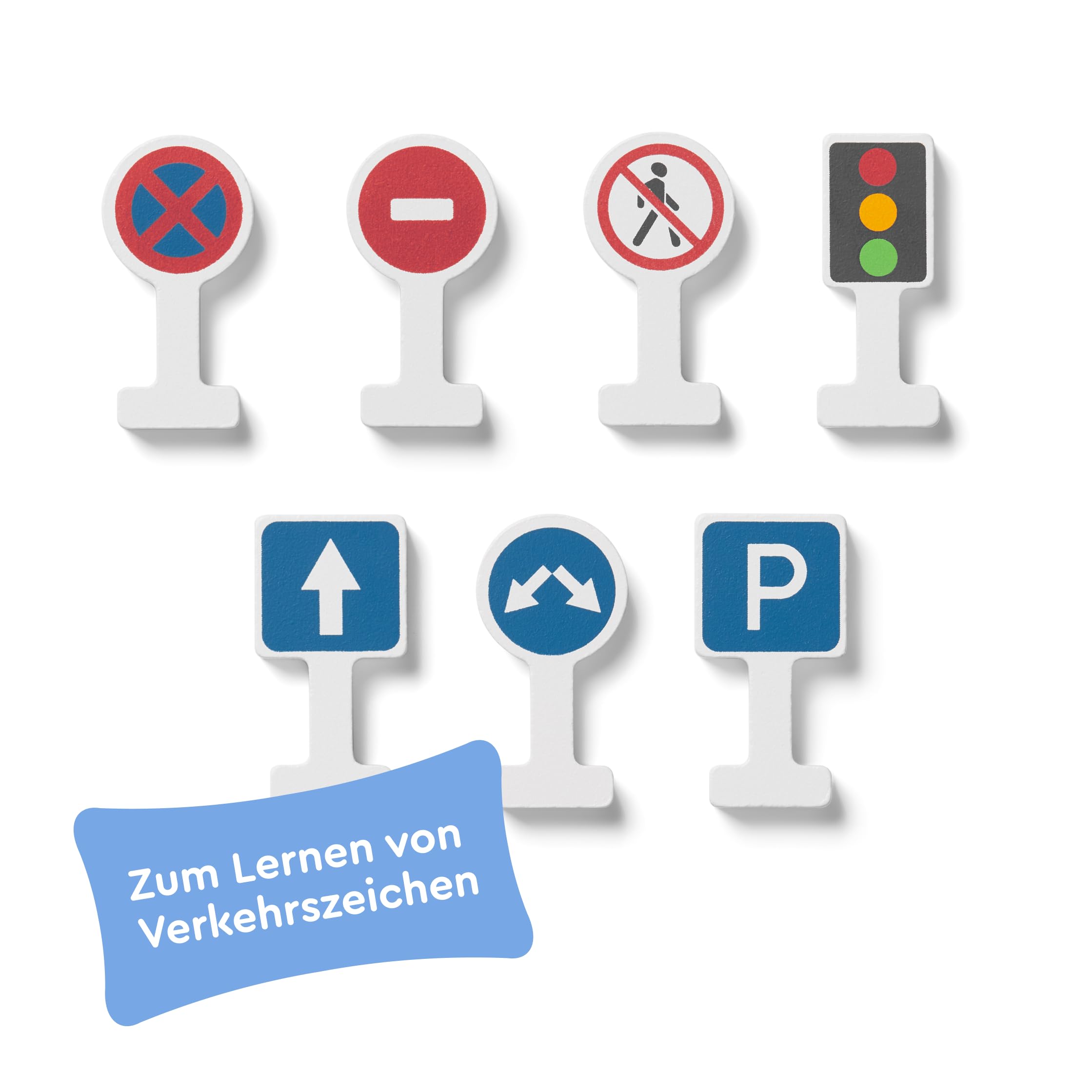 Holzspielzeug Baustelle mit Turmkran, Baufahrzeuge, Betonmischer, Ampel, Verkehrszeichen, Baustellenset 18-teilig, 360° drehbarer Hebekran für Kinder ab 3 Jahren (Jungen)