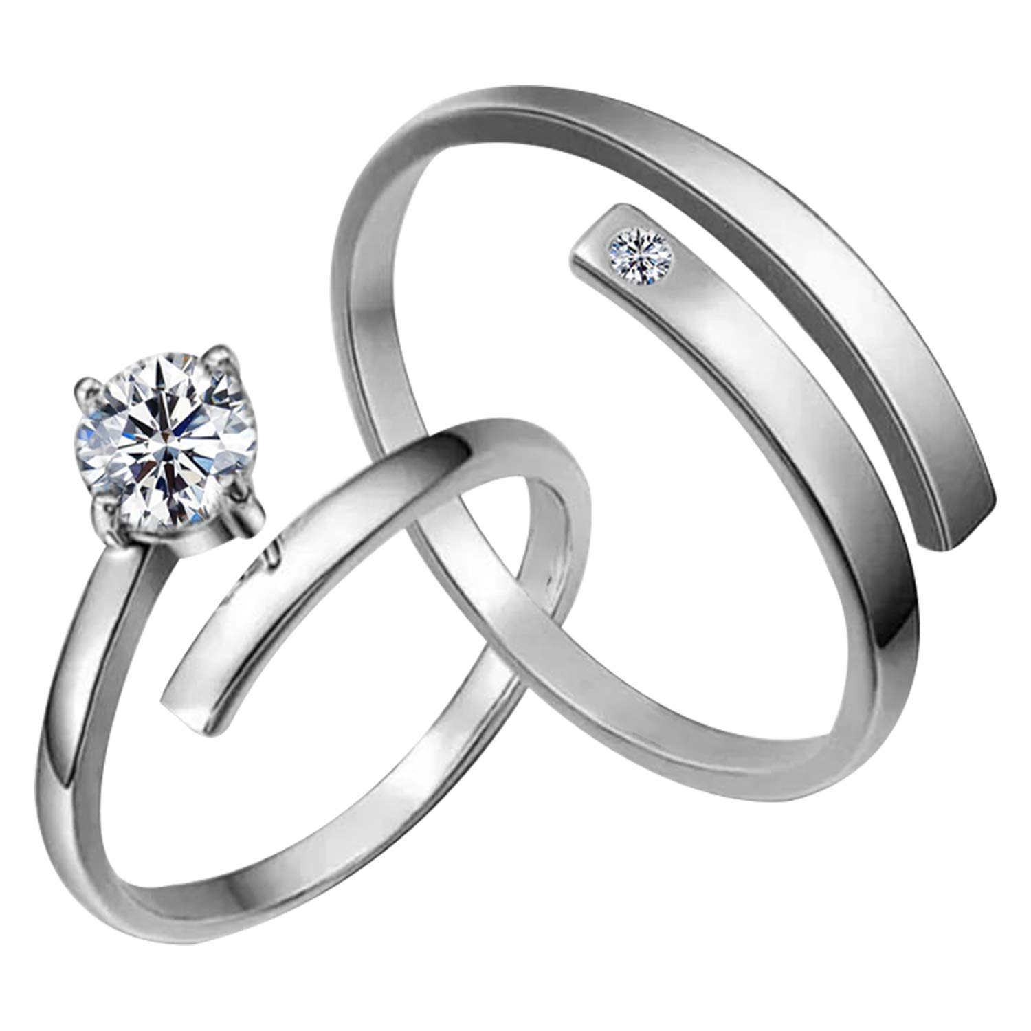 SILVER SHINE Silverplated Exclusive His and Her Adjustable Proposal Couple Ring for Men and Women Jewellery (Amazing Solitaire) (B07ZD1YKZ6) Amazon Price History, Amazon Price Tracker