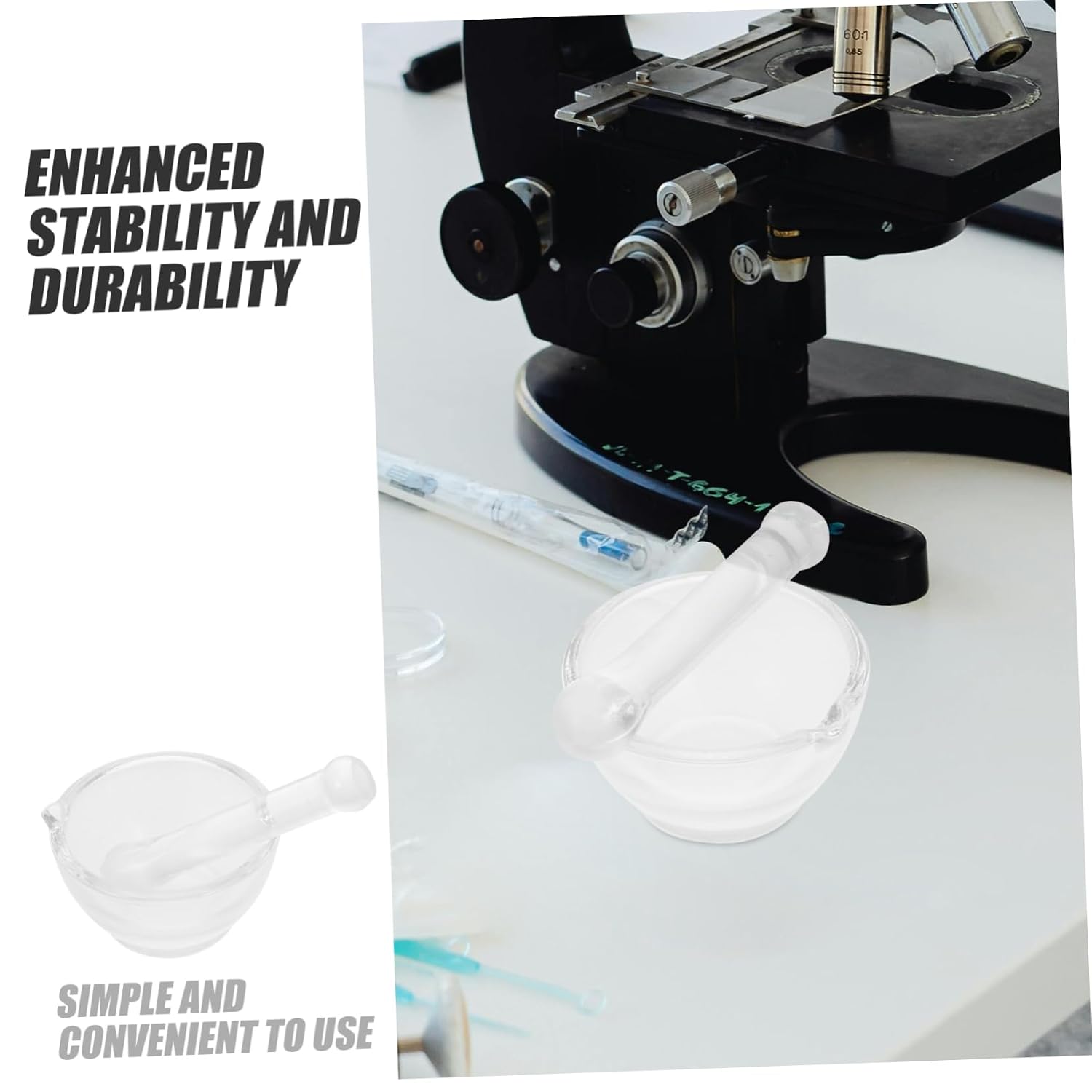 MAGICLULU 1Set Glass and Pestle Thick Base Grinder Bowl for Mixing for Spices and Laboratory Use Glass Pestle for Efficient Crushing