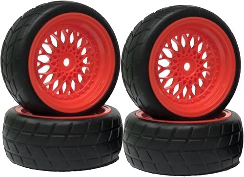 4 llantas de plástico RC en forma de Y y neumáticos de goma de 2.559 in con insertos de espuma para 110 RC Off On Road Touring Racing Drift Car