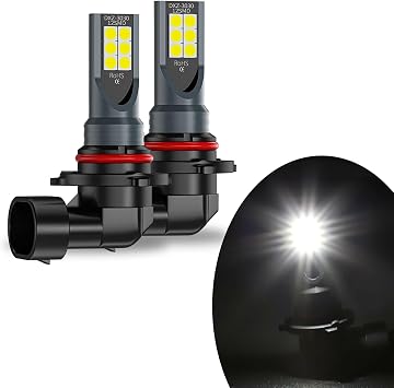 Pack-2 Car 9005 LED Fog Light Bulb, 1500LM 3030-12SMD 360 Degree Lighting High Brightness Tail Light, 50000H 6000K Stable Light Source Reversing Light, Universal for Most Cars White