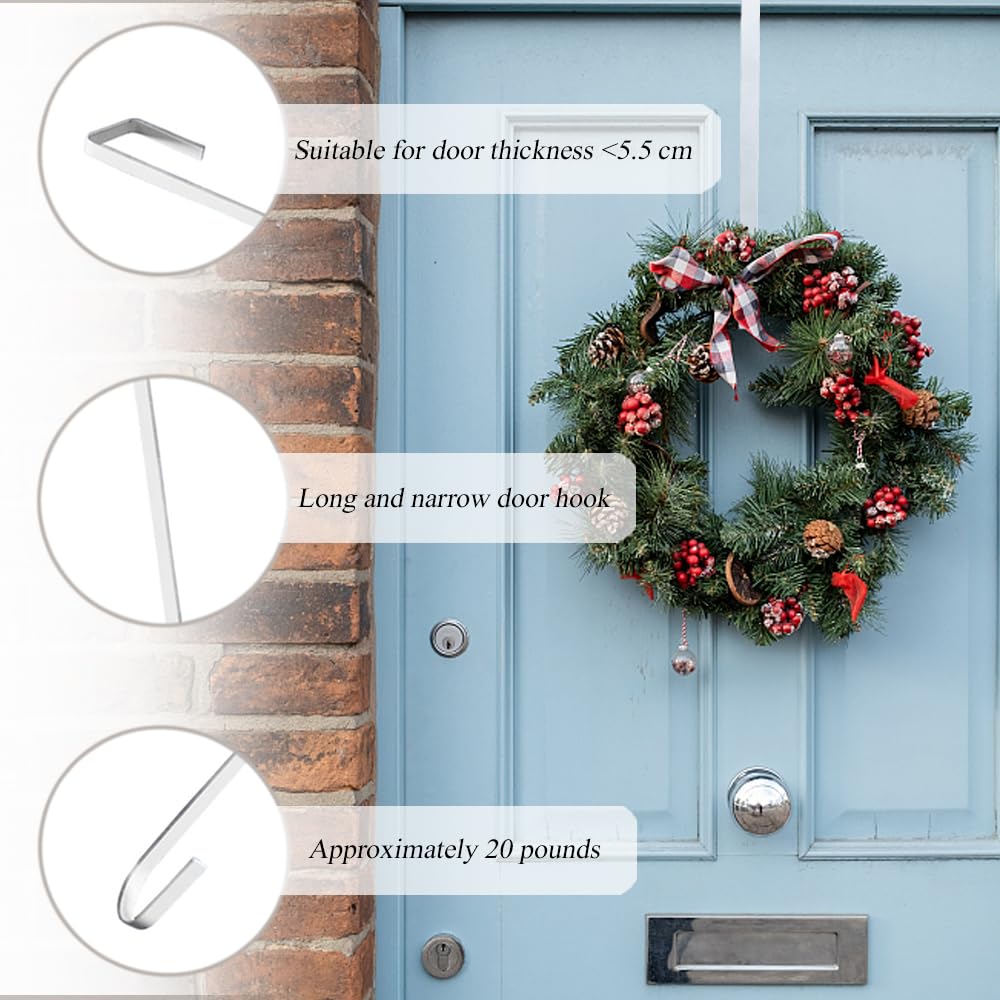 Ganci Per Ghirlande Trasparenti 30,5 Cm - Confezione Da 3: Antigraffio Per Porta D'Ingresso, Adatti A Porte Spesse Fino A 4,6 Cm, Regge 4,5 Kg