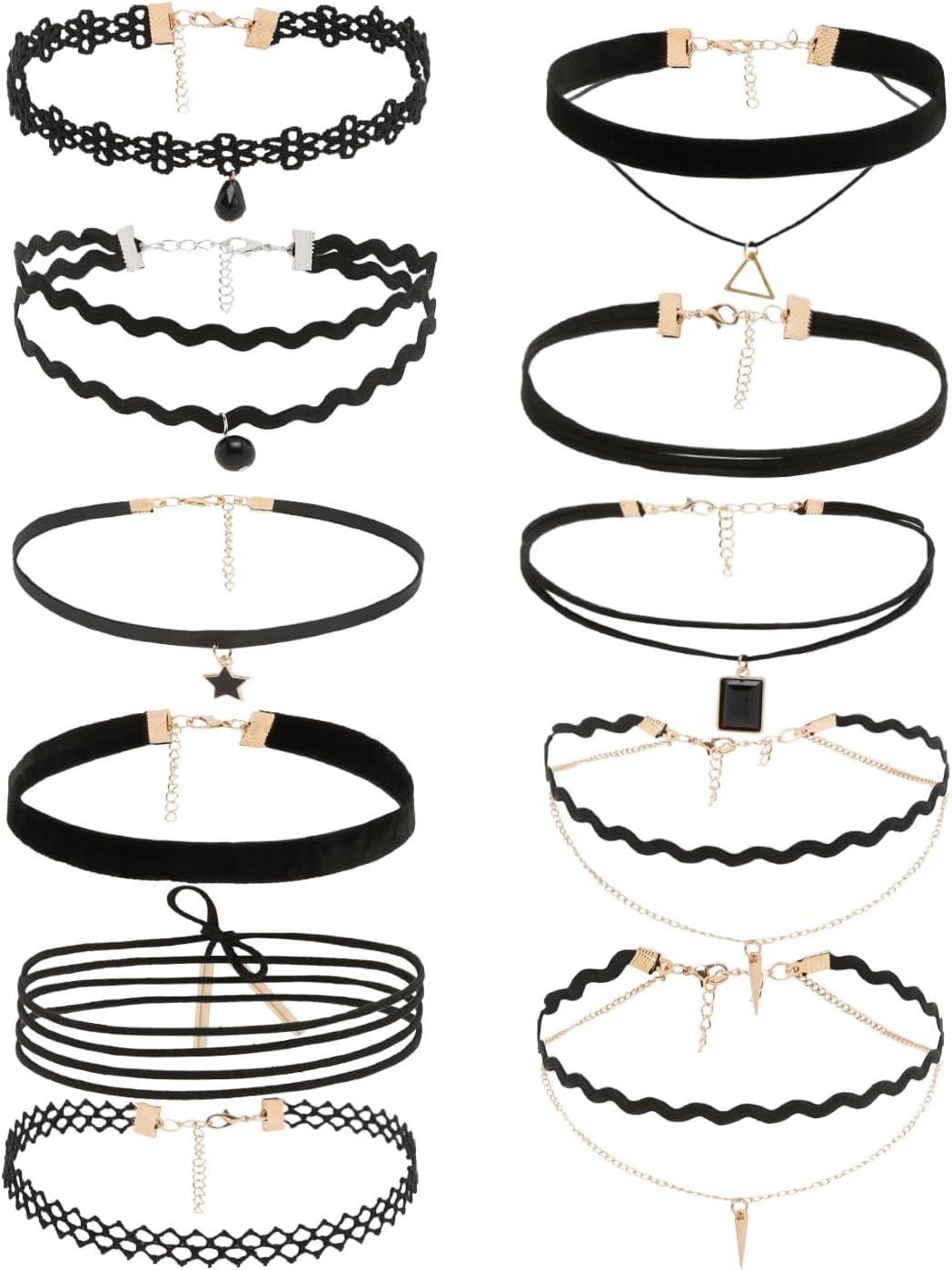 YouBella Jewellery for women Celebrity Inspired Combo of 11 Choker Necklaces for Women and Girls (Black) (YBNK_50601)