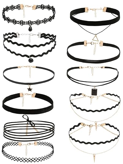 YouBella Jewellery for women Celebrity Inspired Combo of 11 Choker Necklaces for Women and Girls (Black) (YBNK_50601)