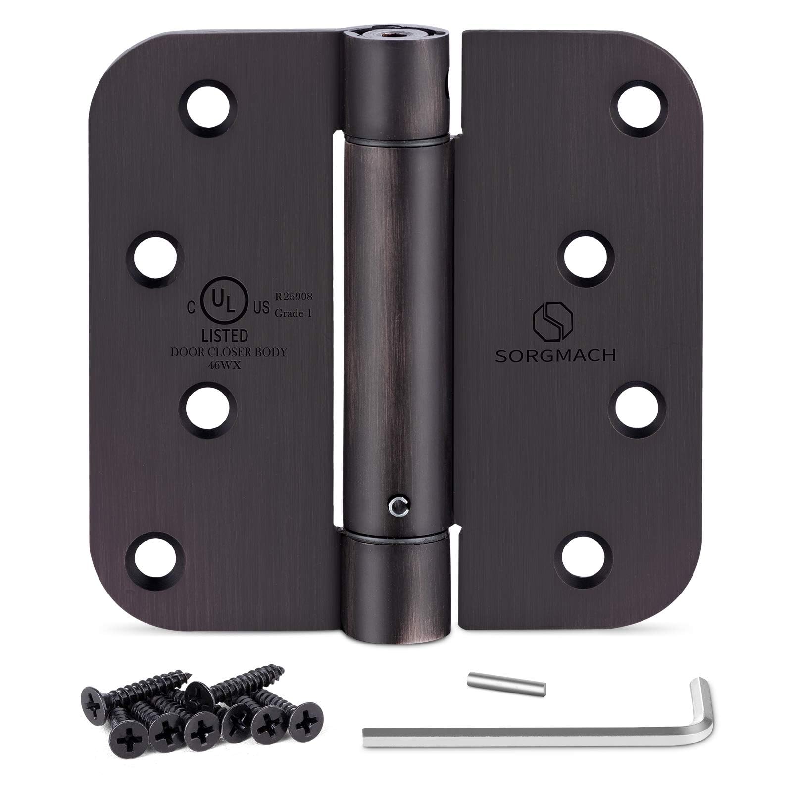 Photo 1 of Self Closing Hinge Oil Rubbed Bronze Auto Close Hardware Hinge Outlet Adjustable Spring Hinges Door Closer Hinge 5/8" Radius Corner for Commercial Grade Self-Closing, UL Listed 3 Pack