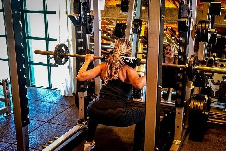 スクワットタオル | スクワットタオル (プラスパッド) | 標準およびオリンピックバーベルに2方向(垂直&amp;水平)を固定しま