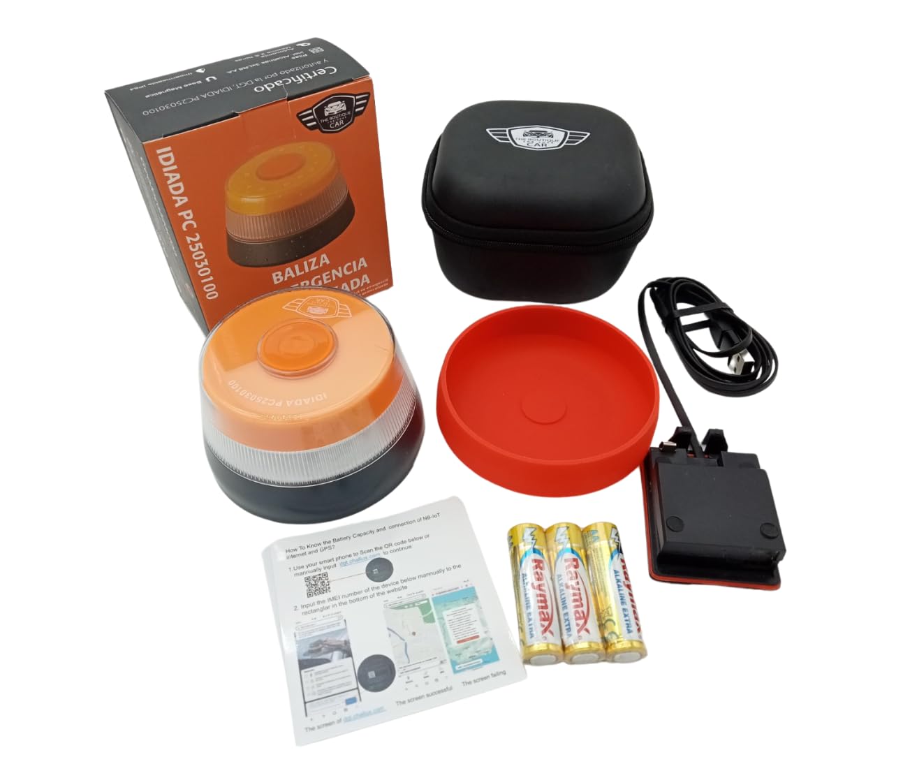 Beacon, Emergency Light with Geolocation Approved by the DGT, 360º Visibility, LED Light, Includes 3 LR6 AA Batteries (Beacon Kit)