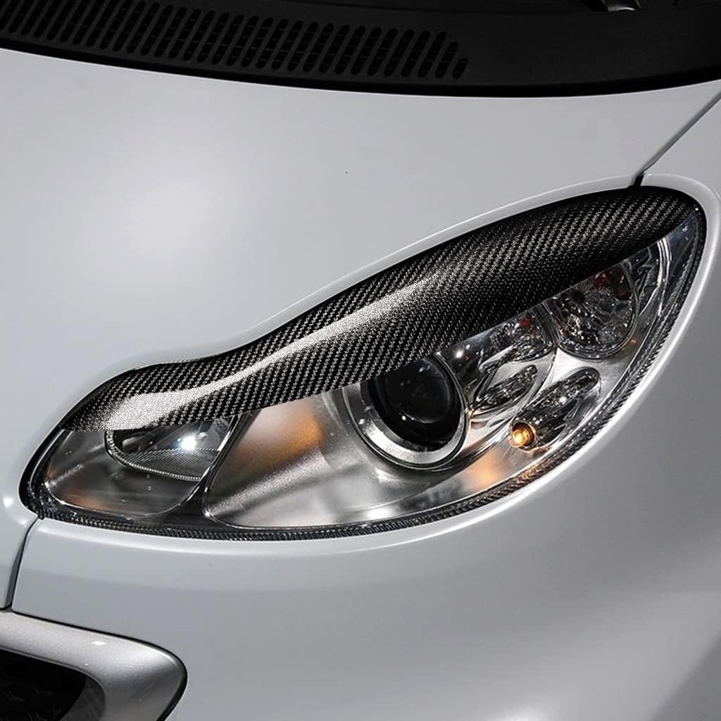 Kohlefaser, 2 Stück Auto Scheinwerfer Augenbraue, Augenlid Scheinwerfer, Dekorationsaufkleber, Zubehör für Außenmodifikationen, Für Smart 451 Fortwo 2009-2014
