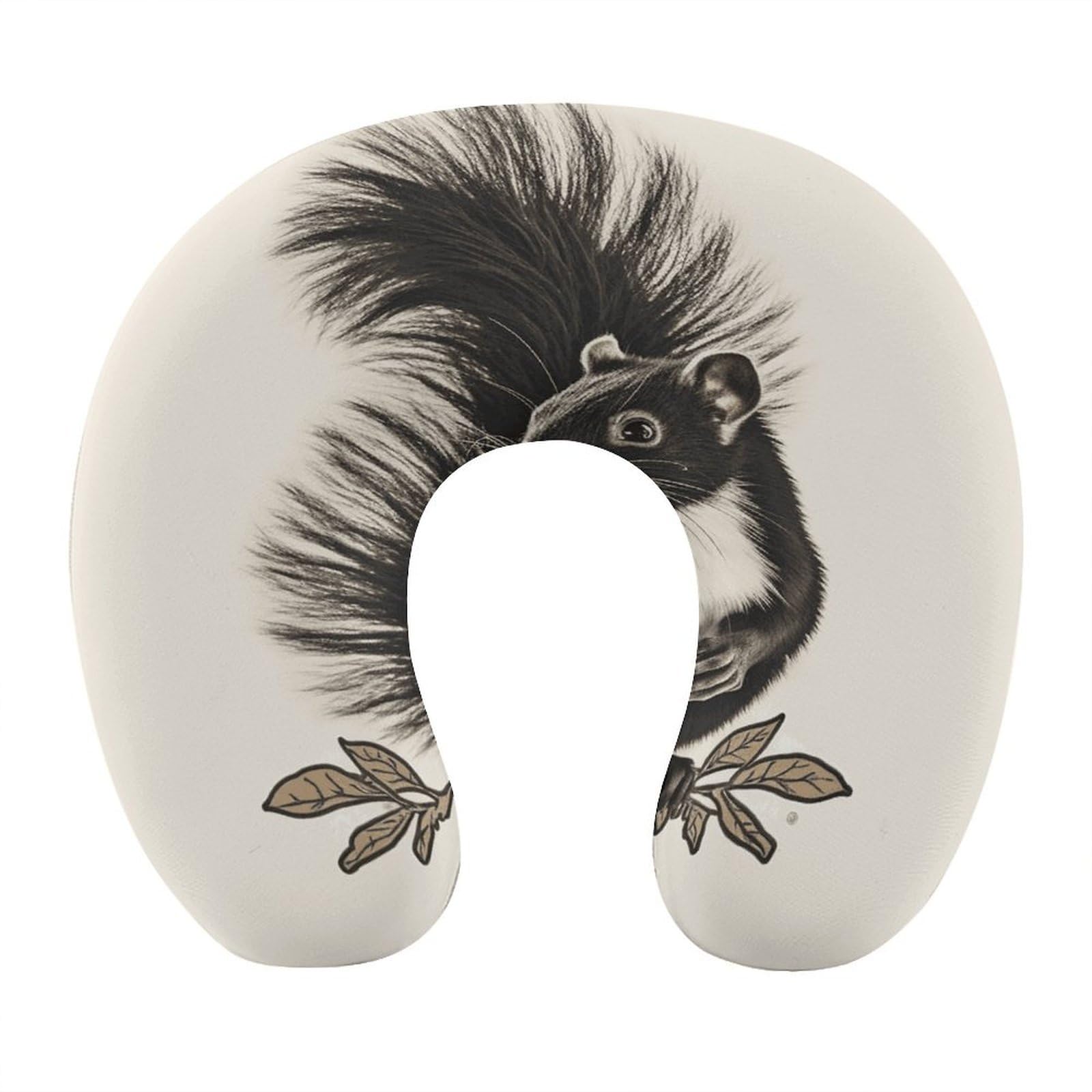 Adfgyerh Style Skunk U-Shaped Pillow，Memory Foam Pillow Core，Cushion ，Provide Neck Support ，Travel Pillow，Suitable For Airplanes, Cars, Homes, And Offices.