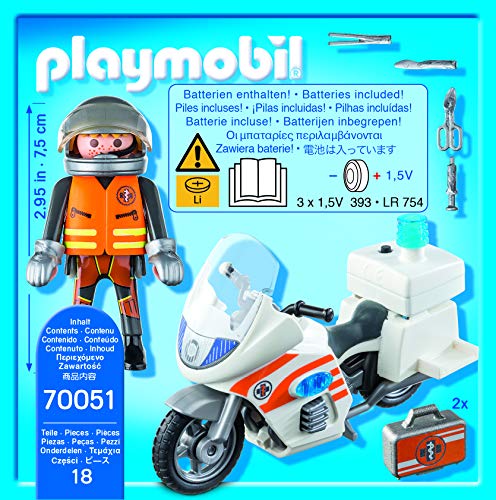 PLAYMOBIL Life City Moto Emergencia, Color carbón (70051)