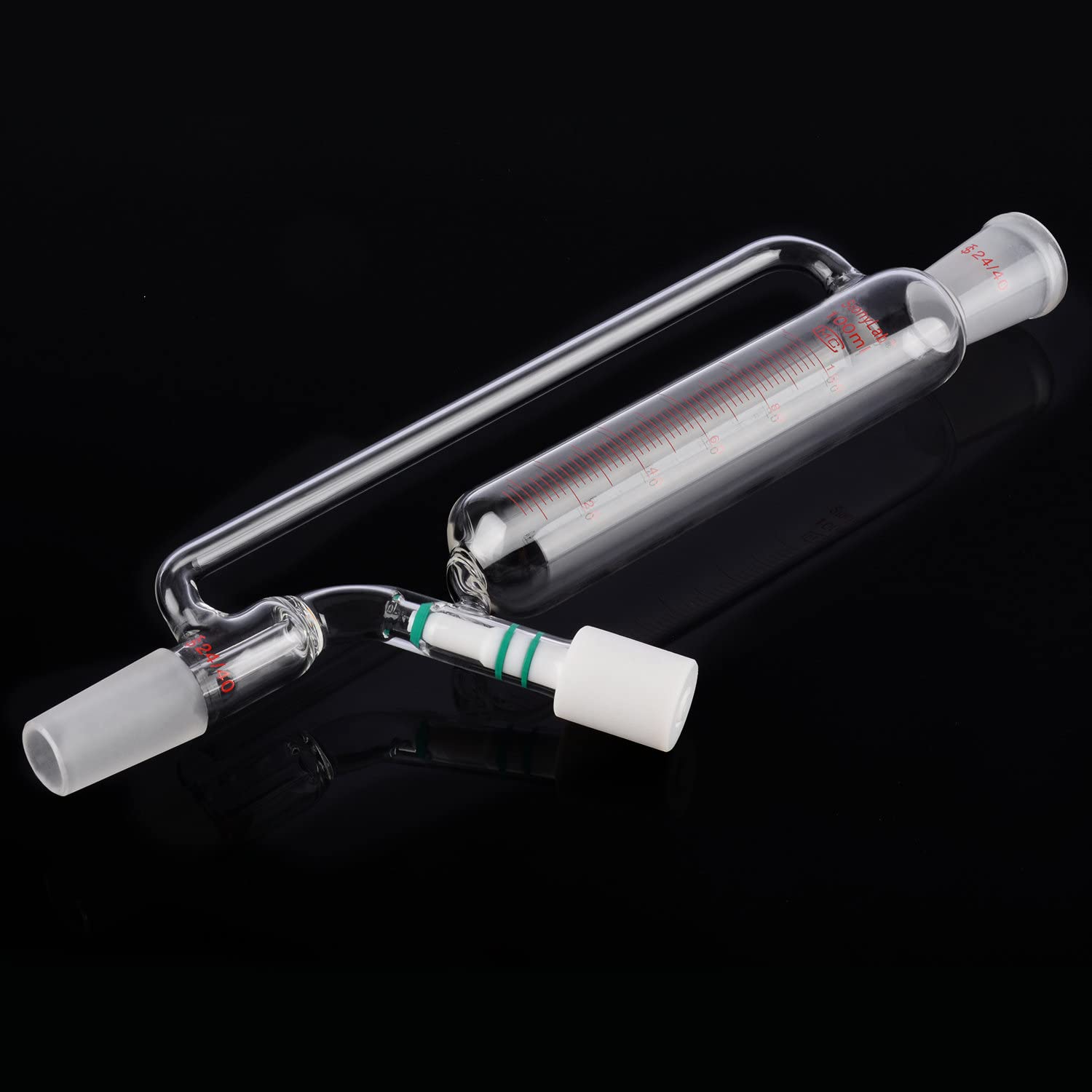 stonylab Graduated Pressure Equalizing Addition Funnel, Borosilicate Glass Dropping Funnel with 24/40 Joint and High Vacuum Valve, 100 ml for Laboratory Use