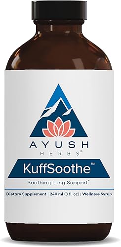 Ayush Herbs KuffSoothe - Jarabe de bienestar bronquial, suplemento de apoyo bronquial, jarabe natural para la tos para calmar el dolor de garganta,