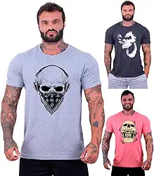 Kit 3 Camisetas Tradicional Masculina Clássica MXD Conceito Básica Camisas Estampas Algodão