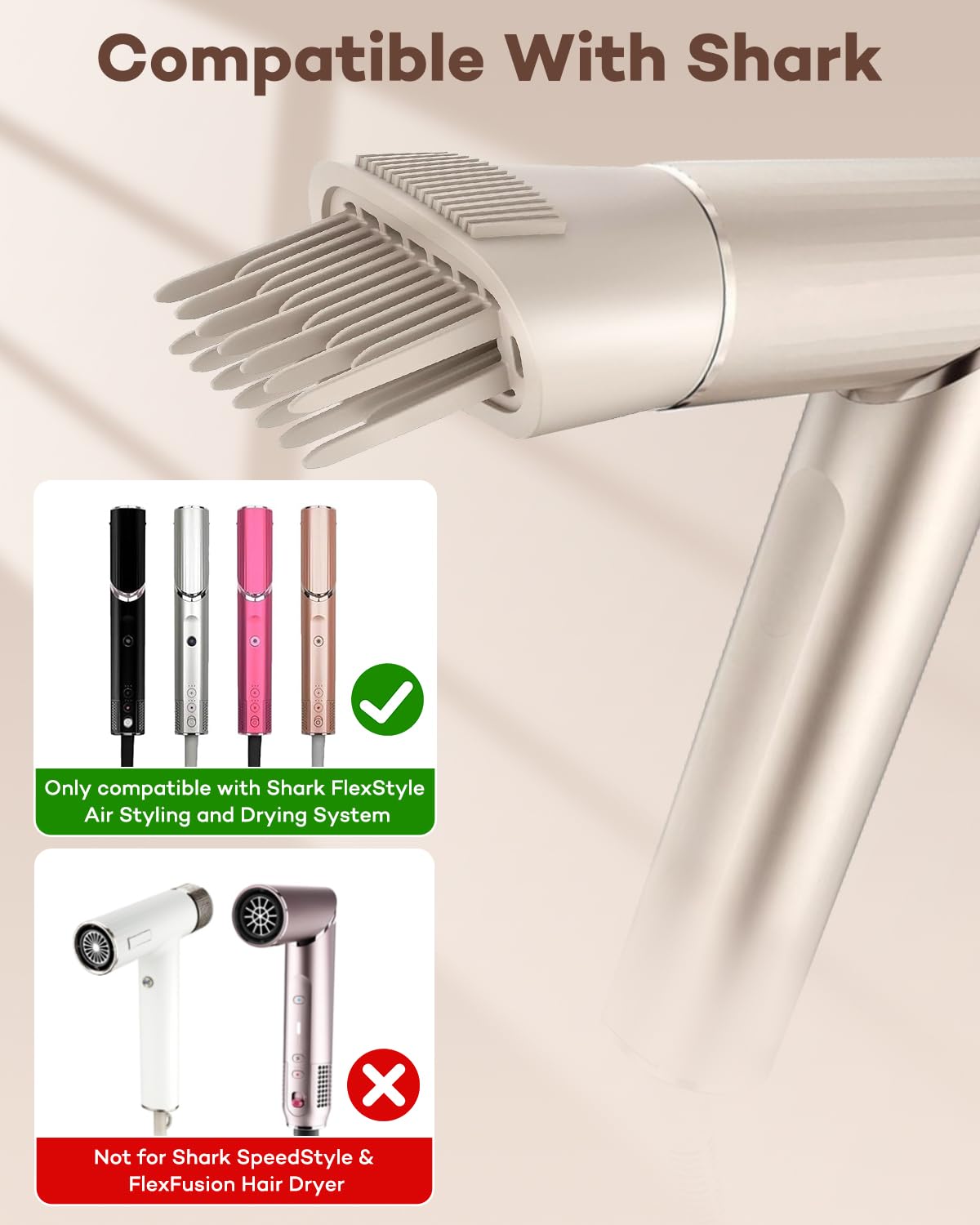Accessoire de buse à dents larges pour le peigne Chuancheng Shark XSKHD4WTCA FlexStyle, brosse sèche-cheveux pré-styling pour cheveux bouclés et frisés, accessoires pour le coiffage