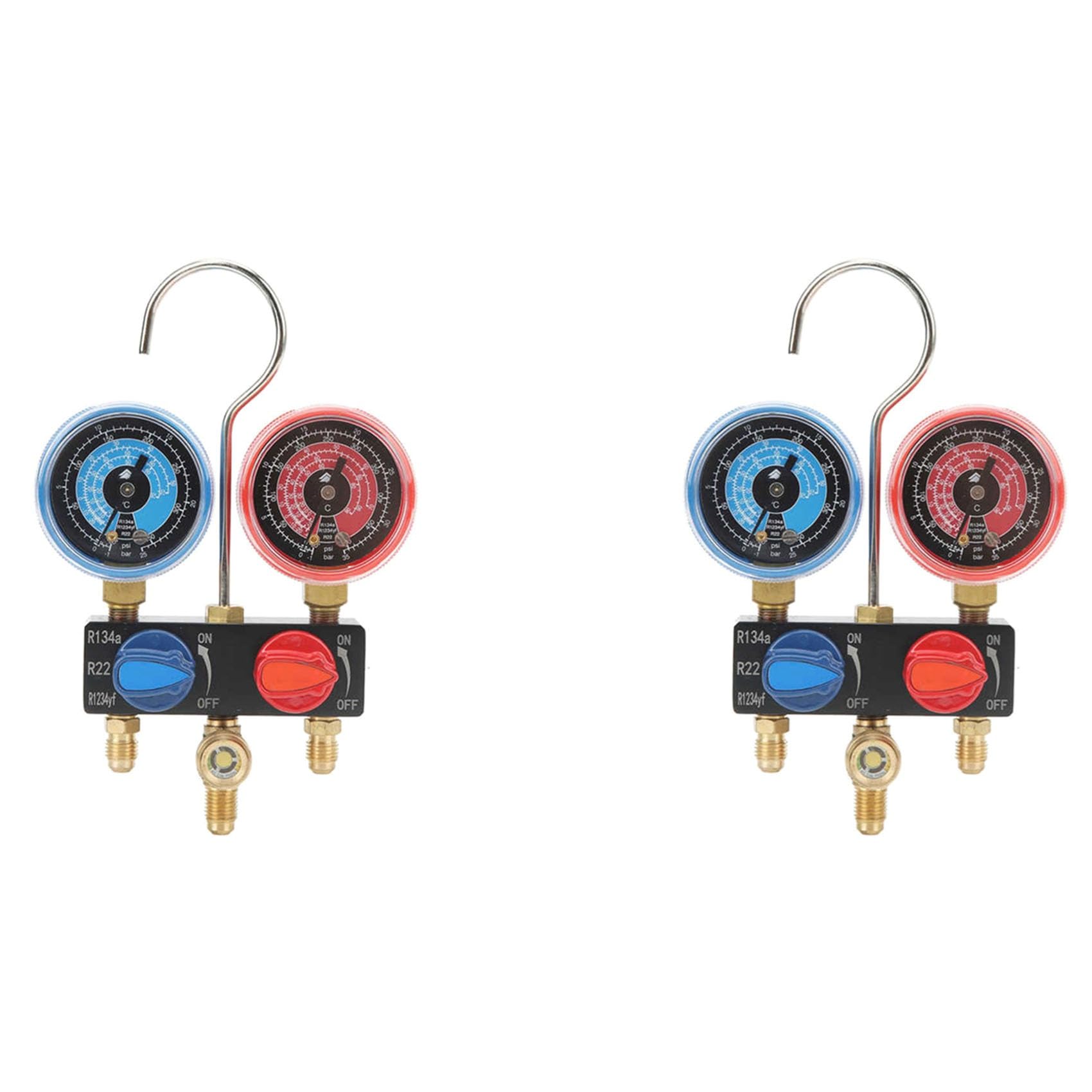 Jnchdghwa As Shown 2X Hs-M01 Refrigerant Diagnose Manifold Gauge G1/4 Condition Manometer Pressure Gauge For R22/R1234yf