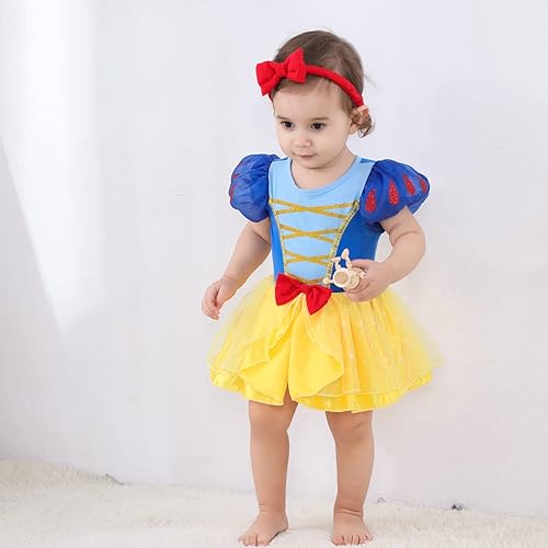 Miniatura 4 de Vestidos de princesa para niñas pequeñas, disfraz de mameluco para cumpleaños, Navidad, Halloween con diadema de 0 a 18 meses