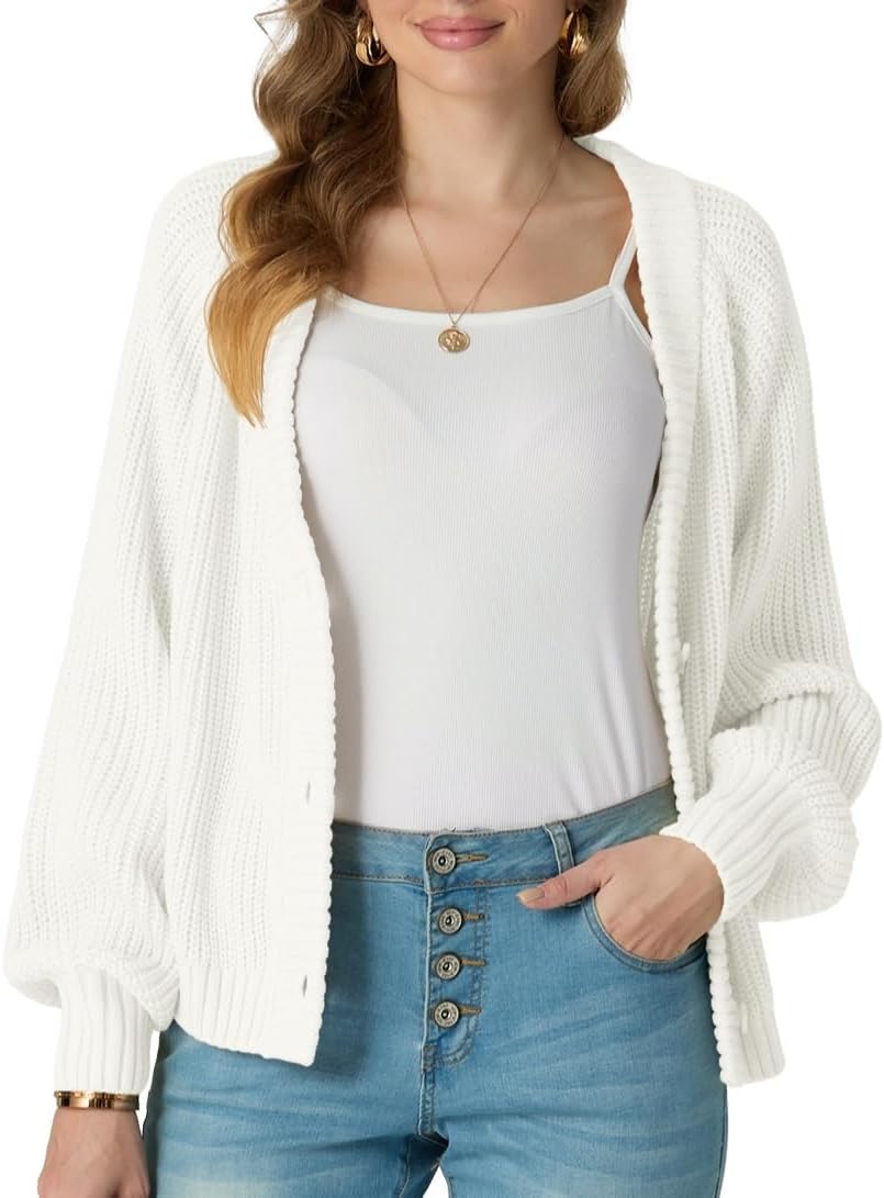 GRECERELLE Women's Cardigan Sweater Thick Knitted Open Front Long Sleeve Button Up Loose Casual Oversized Outerwear, S-2XL - Image 3