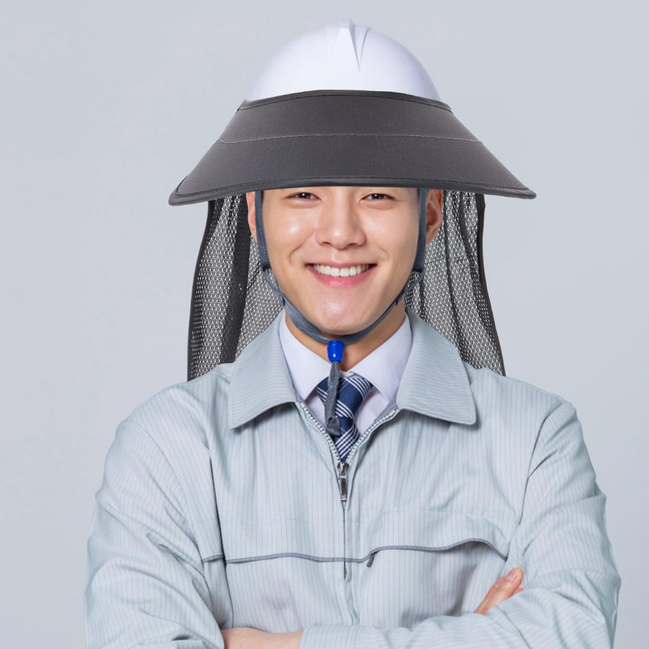 DOITOOL Protector Solar para Casco de Seguridad - ala de Casco Obra con Malla Transpirable y Banda Elástica - Sombrero de Protección Solar para Construcción, Trabajo Exterior y Verano (Gris)