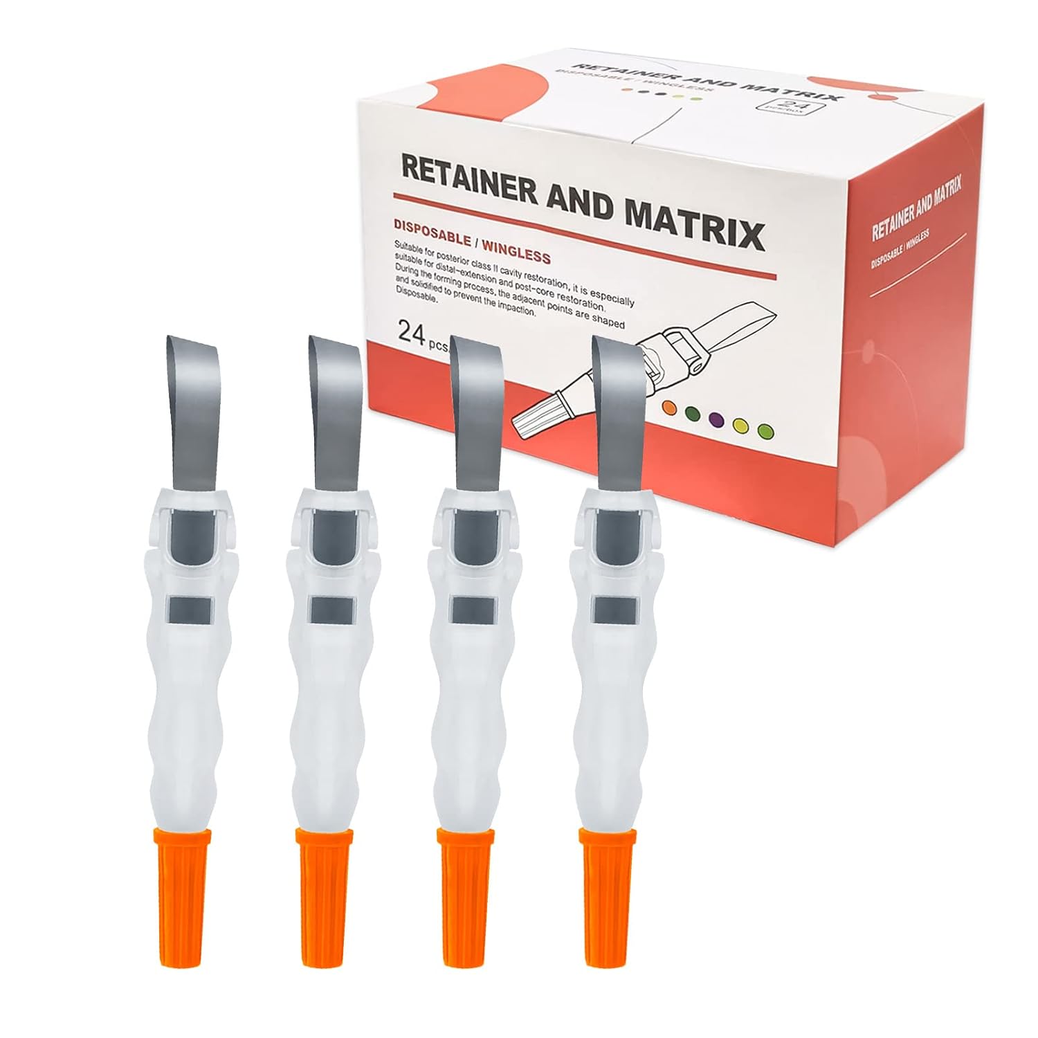 Dental Tofflemire Matrix Bands, 180° Adjustable Dental Pro Matrix Band Metal Restoration Matrix Bands, Dental Sectional Matrix Band (Orange)