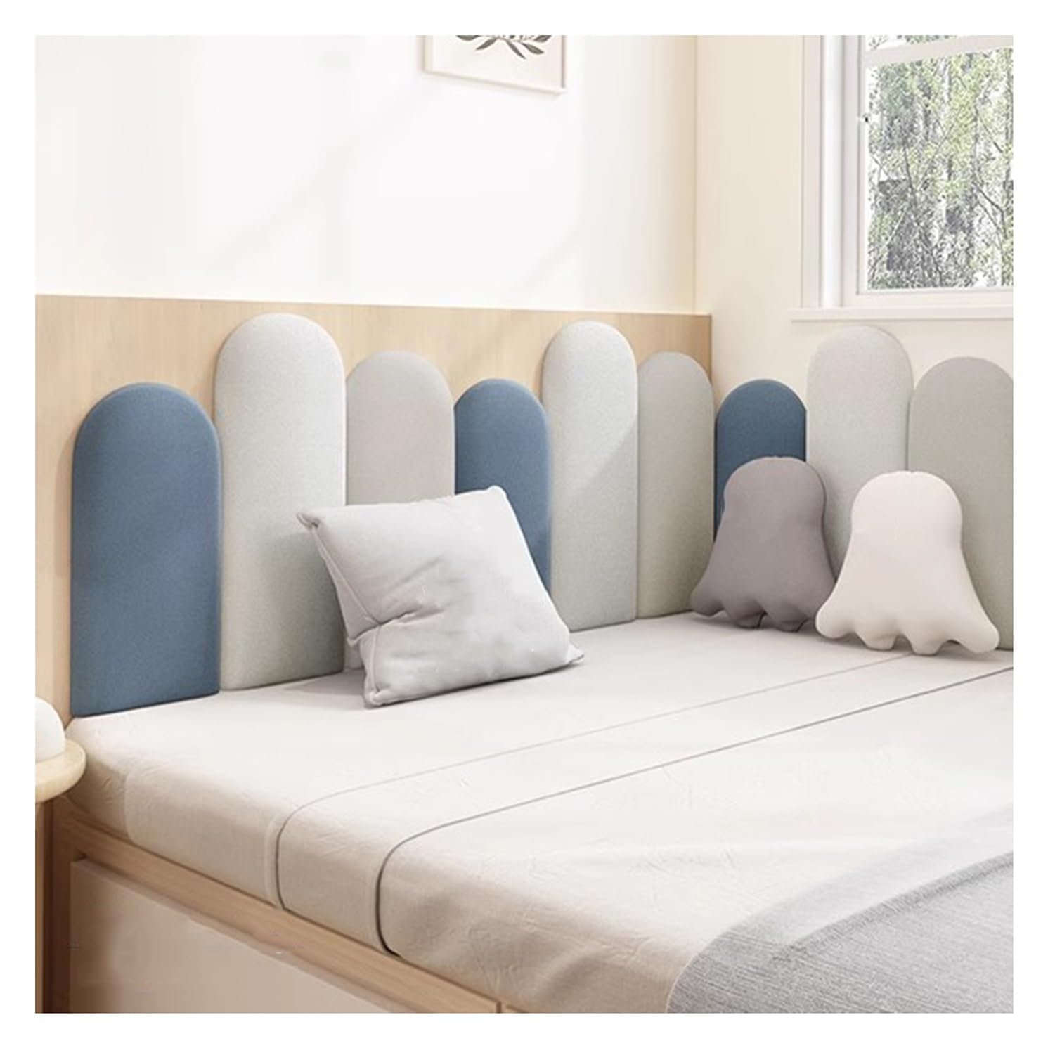 NURUGURE Peel and Stick Wall Panels Upholstered Cushioned Foam Backing Easy Install for Headboard Playroom Kids Room