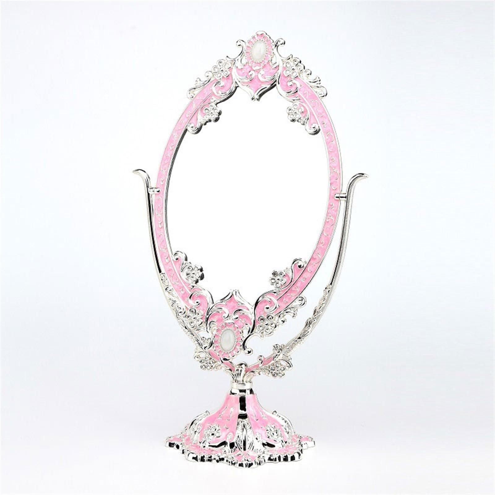 Tabela Metalowe lustro na biurko Duże dwustronne lusterko do makijażu(Pink)