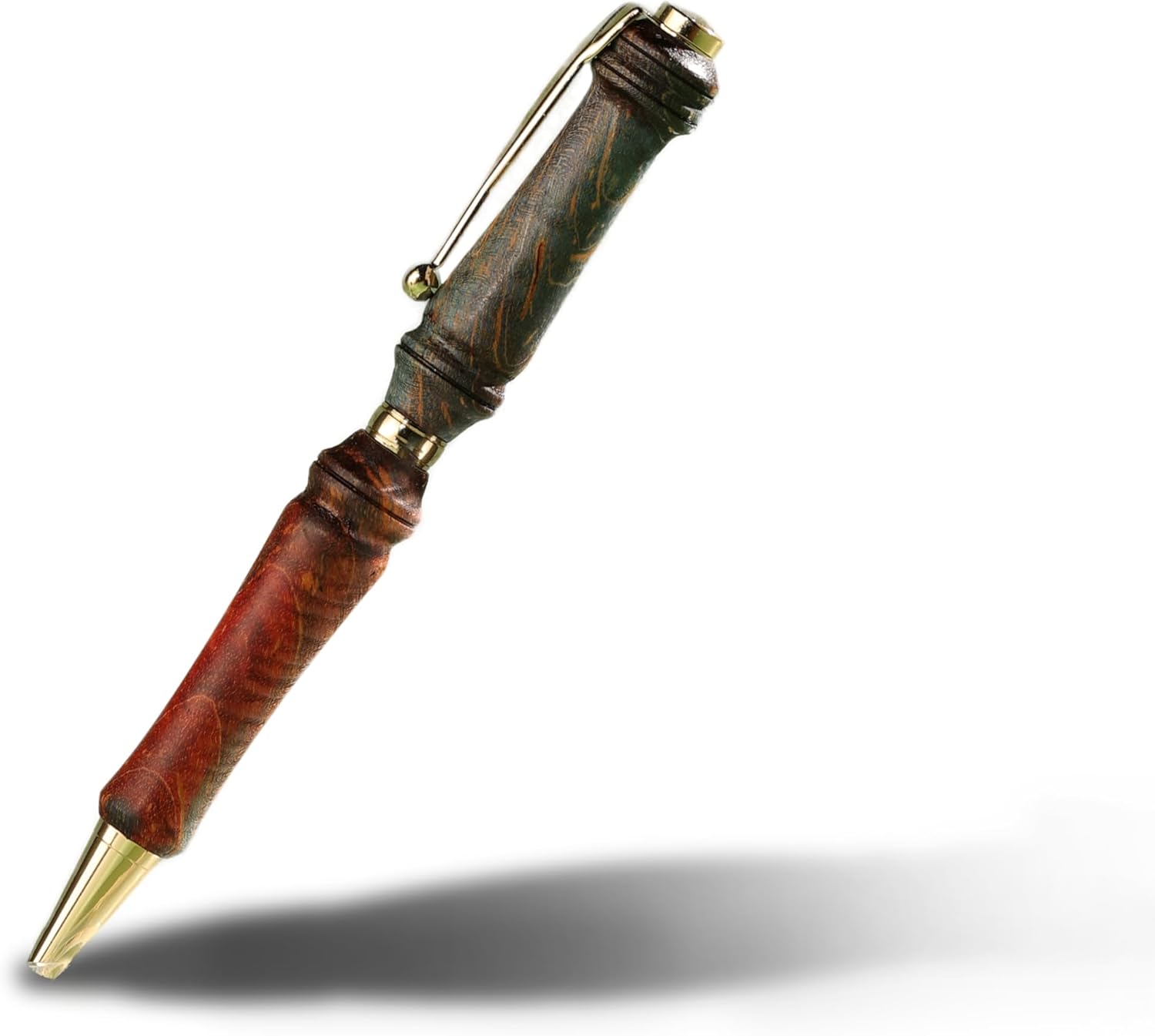 Hand Crafted Masonlin Series Ballpoint Luxury Pen, Colorful Maple Burl Wood With Golden Titanium Fine Writing Instrument, Elegant Writing Pen With Gift Box