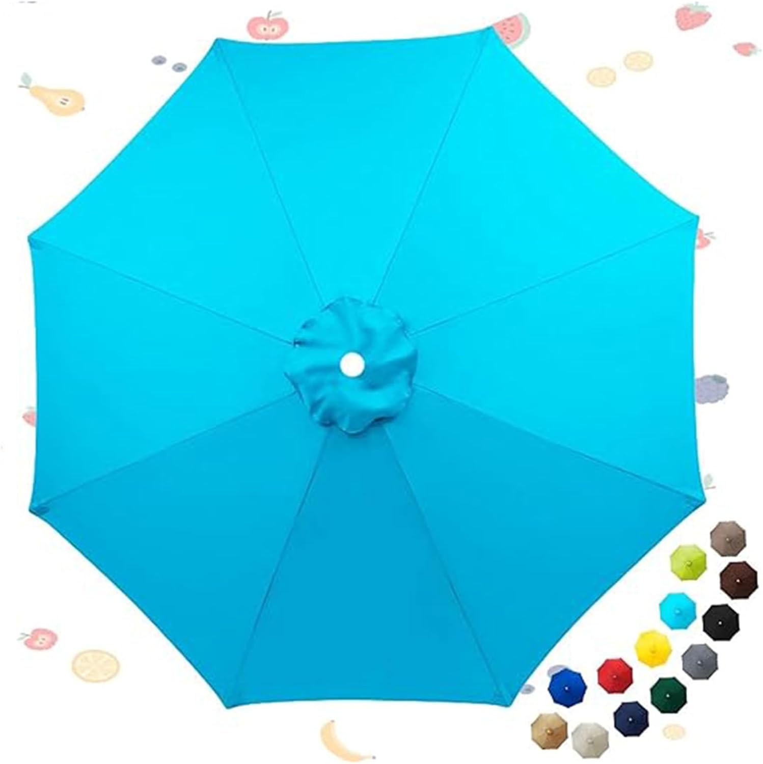 Replacement Parasol Fabric Cover, 6/8 Arm Outdoor Parasol Umbrella Canopy Cover, Polyester Market Parasol Canopy Patio Umbrella Replacement Canopy, Awnings Only(B,2.7m 8ribs)