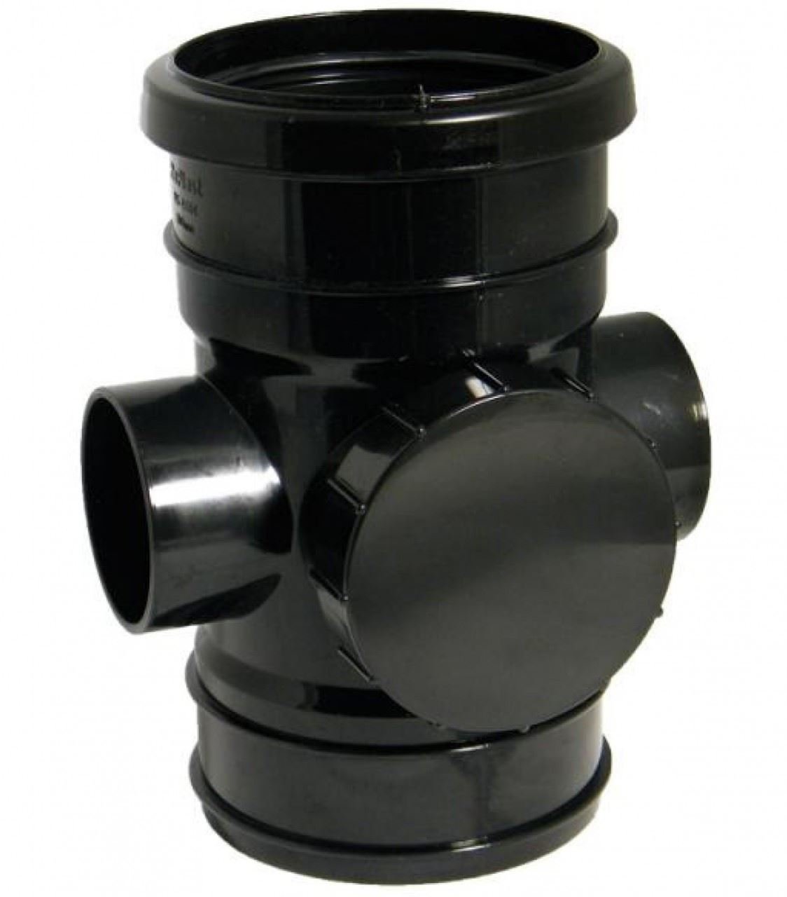 FLOPLAST 110mm Soil Access- Ring Seal Socket to Solvent - Black