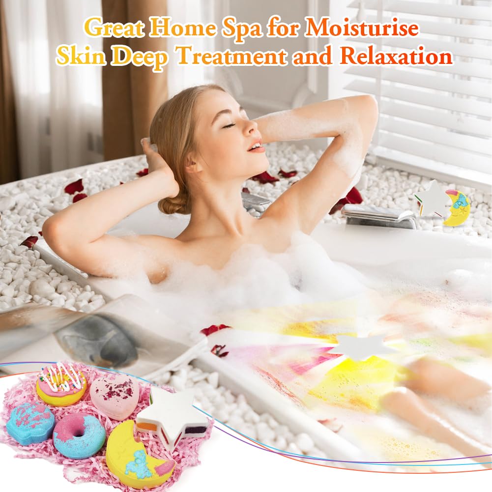 LOPHE Bombes de Bain,6 pcs Coffret Cadeau Boules de Bain, Bombes de Bain Moussant aux Huiles Essentielles, Végétalien et Sans Cruauté, Cadeaux pour CadeauFille,Fete des Meres,la Saint Valentin,Noël