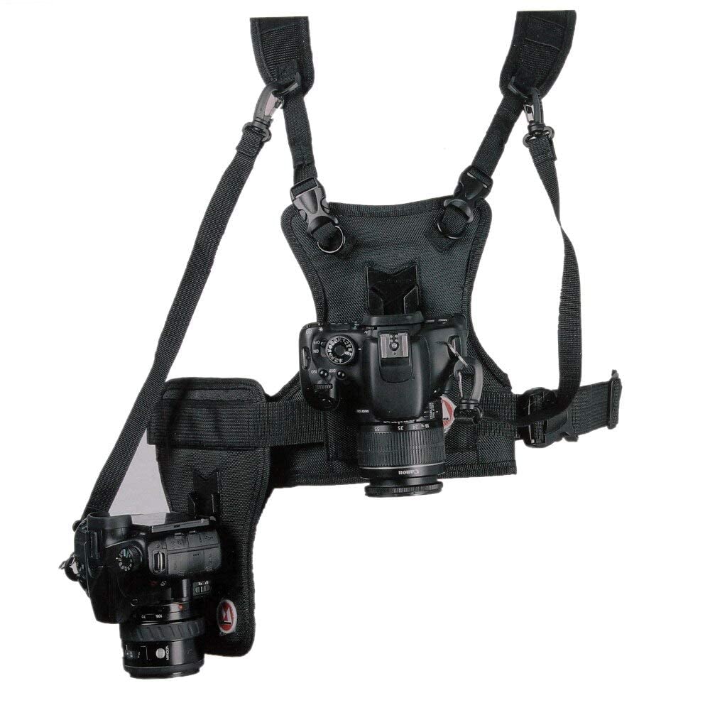 SKEIDO Double Dual Shoulder Quick Release Neck Belt Sling Strap Vest compatible with Canon Nikon Sony Pentax Panasonic DSLR Cameras