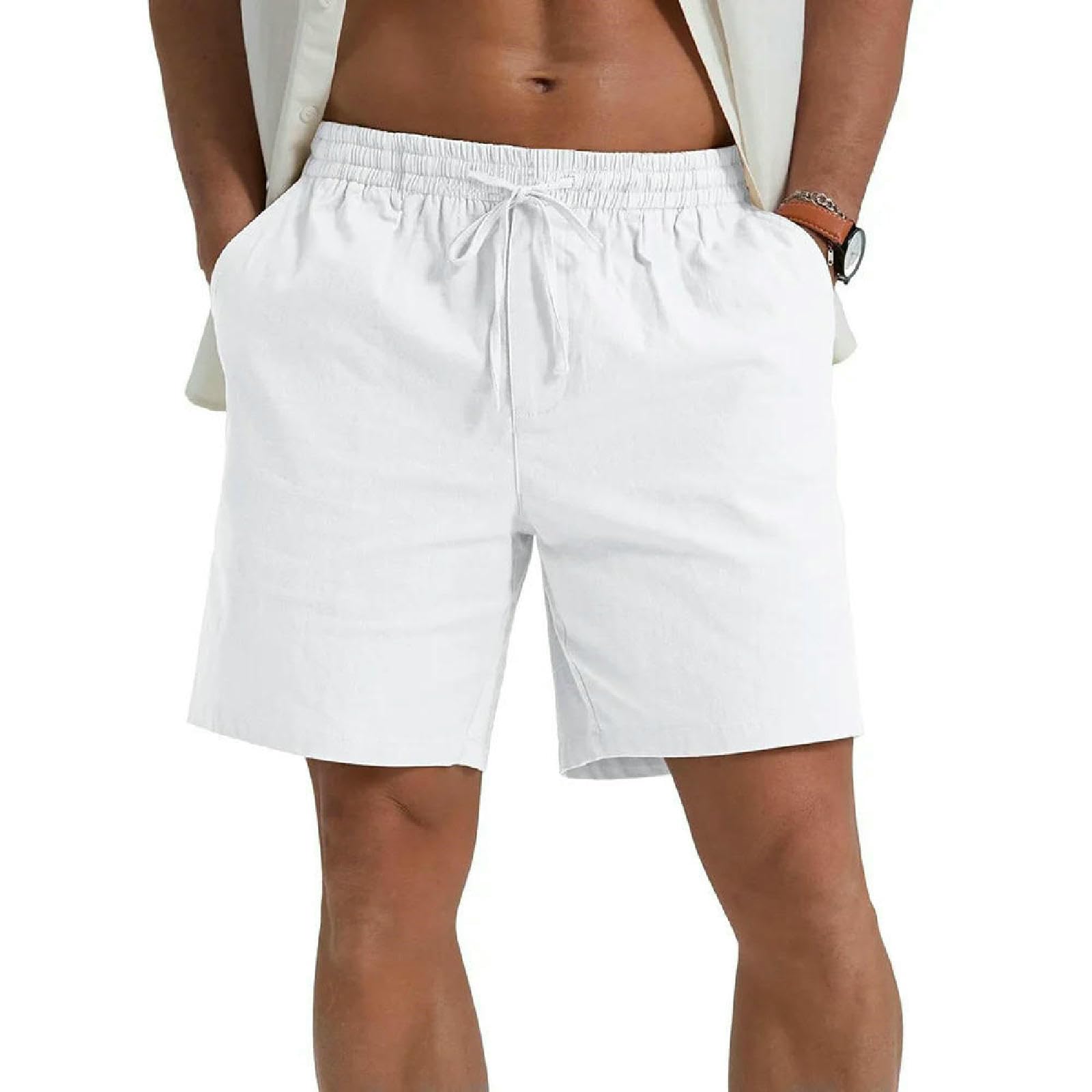 Shorts pour homme contre la chaleur en coton lin léger