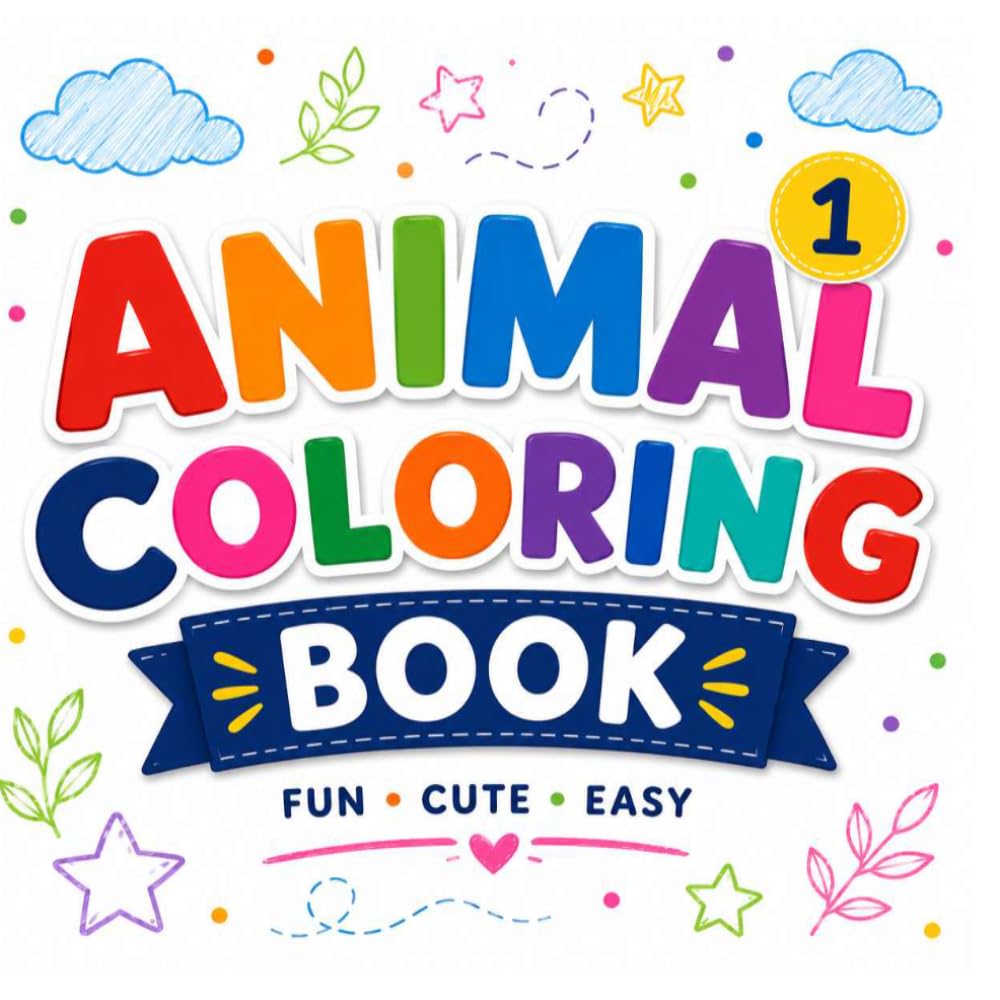 Animal Coloring Book – 1: Fun and Easy Coloring Pages for Kids: Fun and Easy Coloring Pages with Cute Animals (Fun and Easy Coloring Pages for Kids to Learn Animals, Fruits and Vegetables)