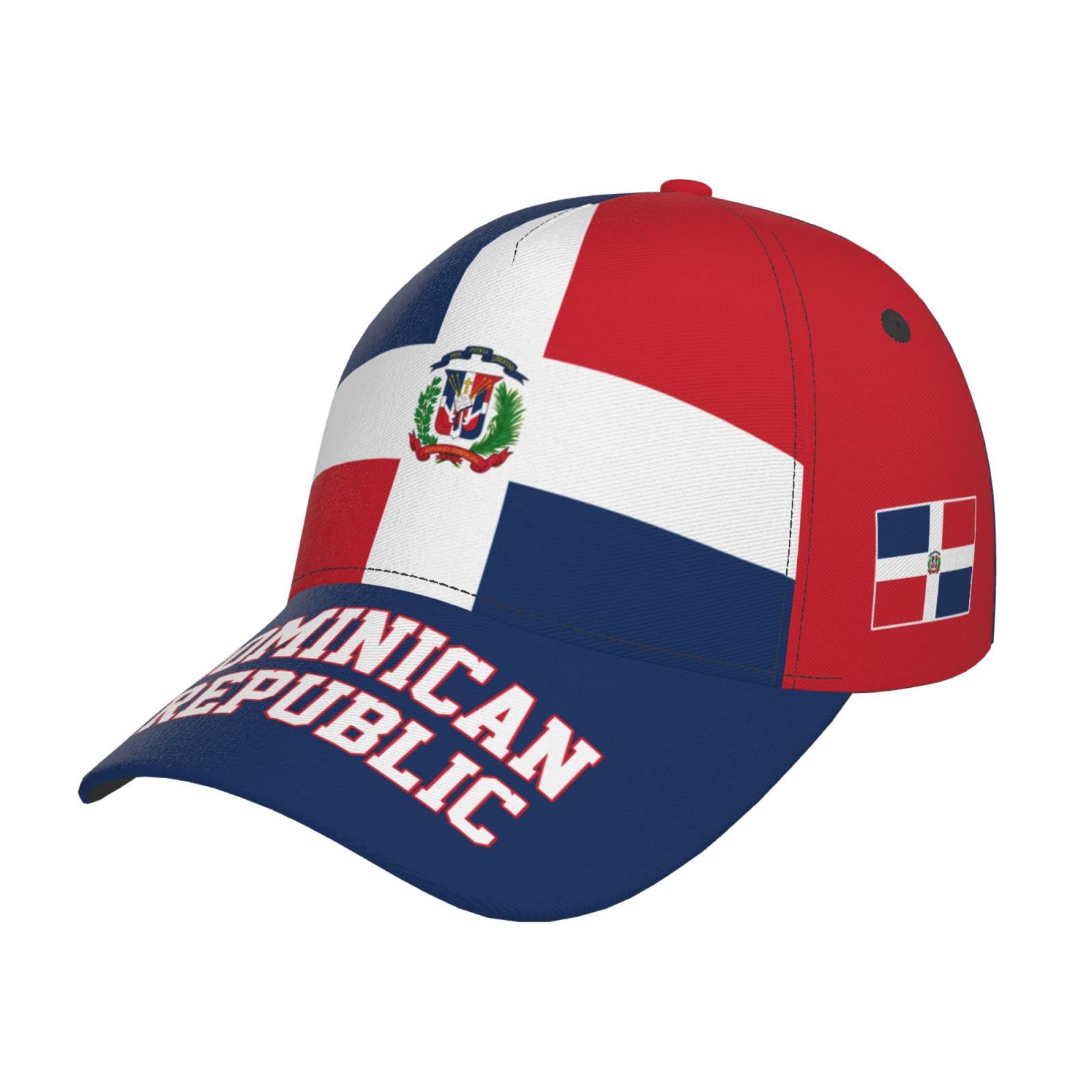 Rfshop Unisex #1421 Dominican Republic Flag Baseball Cap Full Print Adult Men Hat Patriotism Supporter Soccer Caps Black