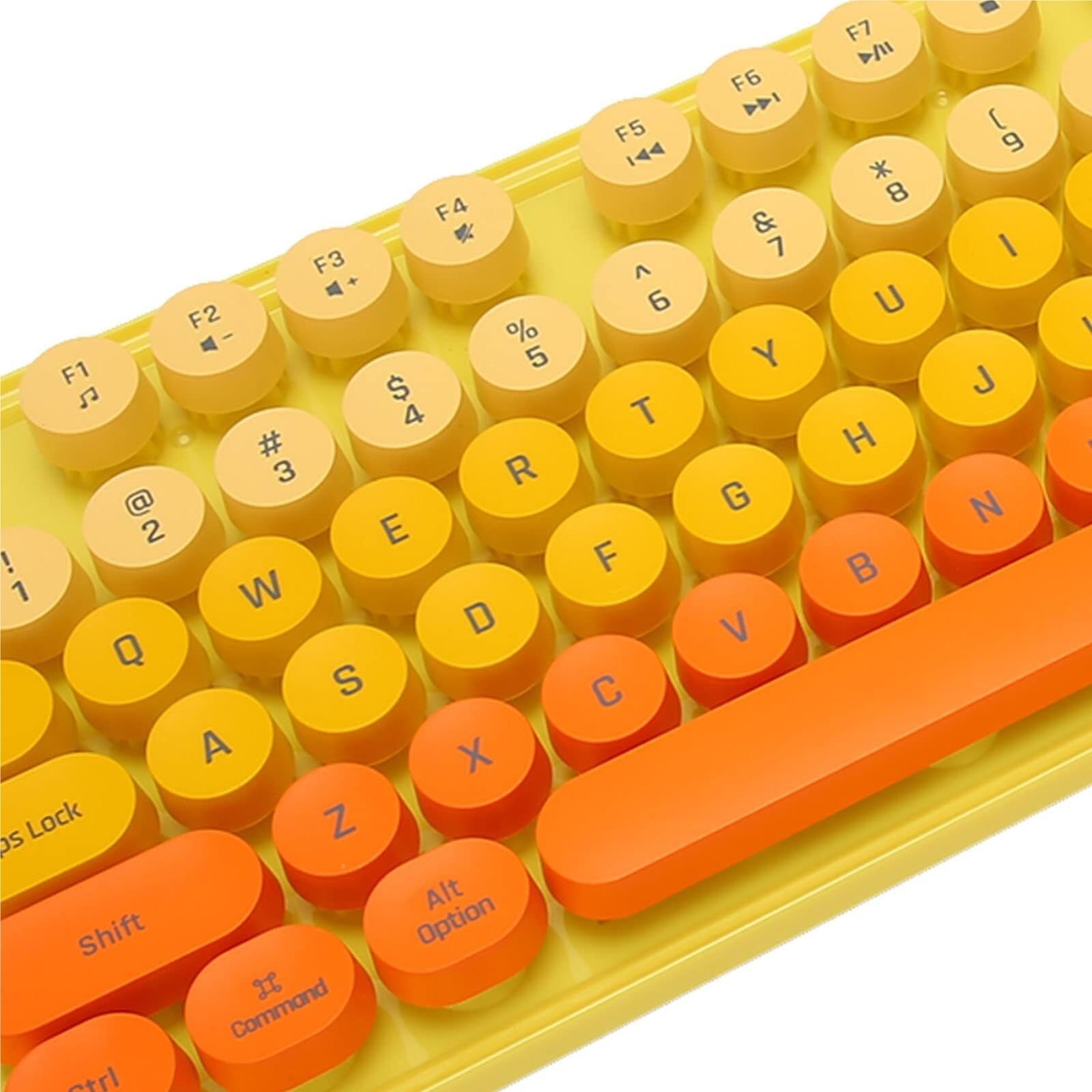 Klawiatura i Mysz do Gier, Bezprzewodowa Kombinacja Klawiatury I Myszy Tryb Bezprzewodowy Jest Łatwy W Obsłudze Klawiatura W Stylu Retro Punk Wodoszczelna Klawiatura i Mysz(Yellow)