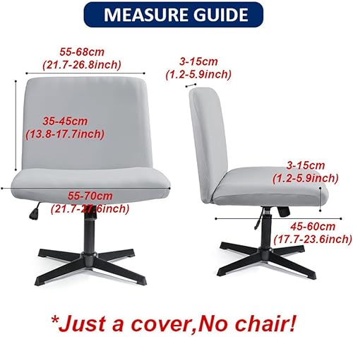 Miniatura 7 de Paquete de 2 fundas de elastano para silla de escritorio, con tirantes cruzados, para asiento ancho y respaldo medio, giratoria, para sala de estar