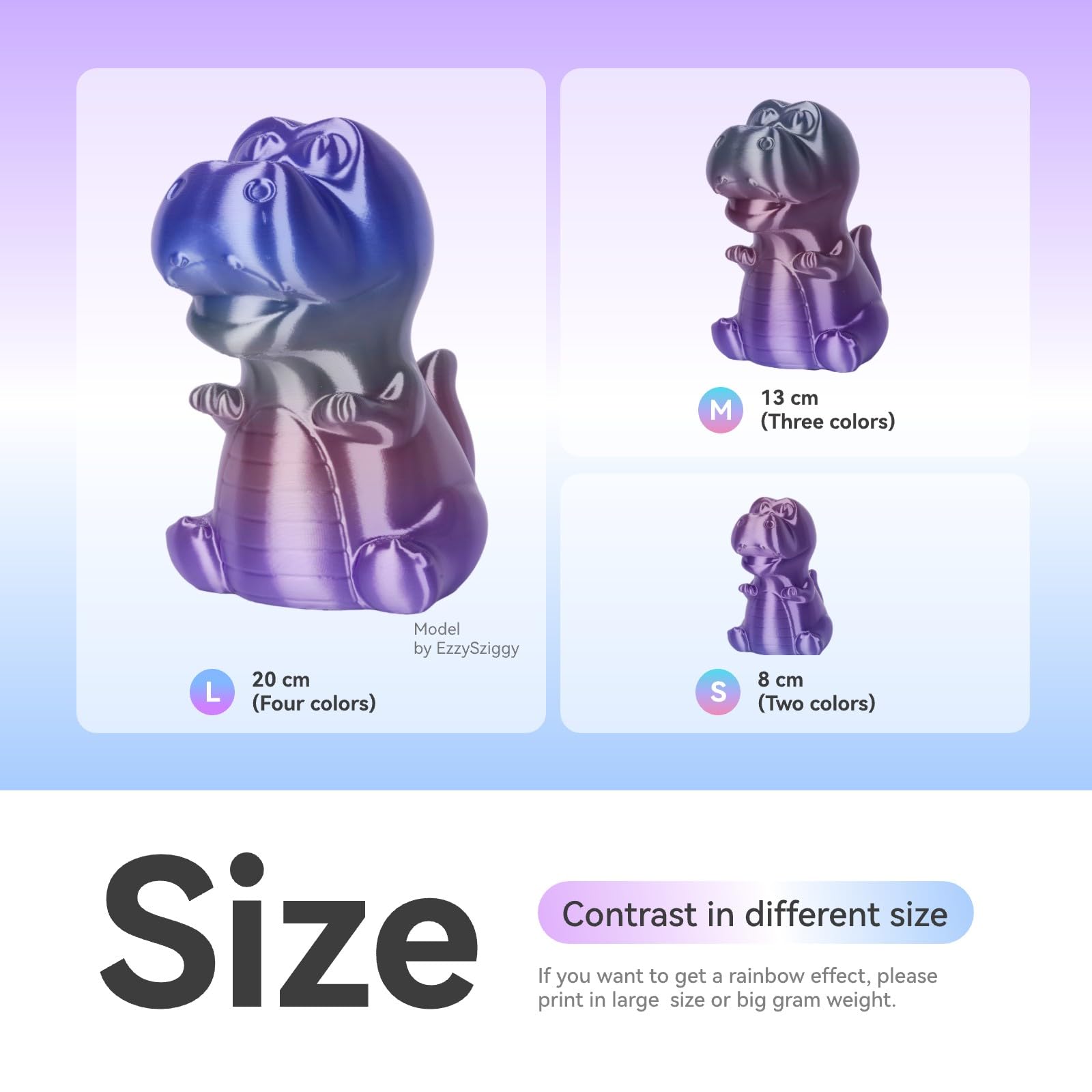 Filamento per stampante 3D Conjure Silk Rainbow PLA, filamento cosmico multicolore di PLA rosa blu verde rosso da 1,75 mm per stampa 3D 2KG/4,4LB