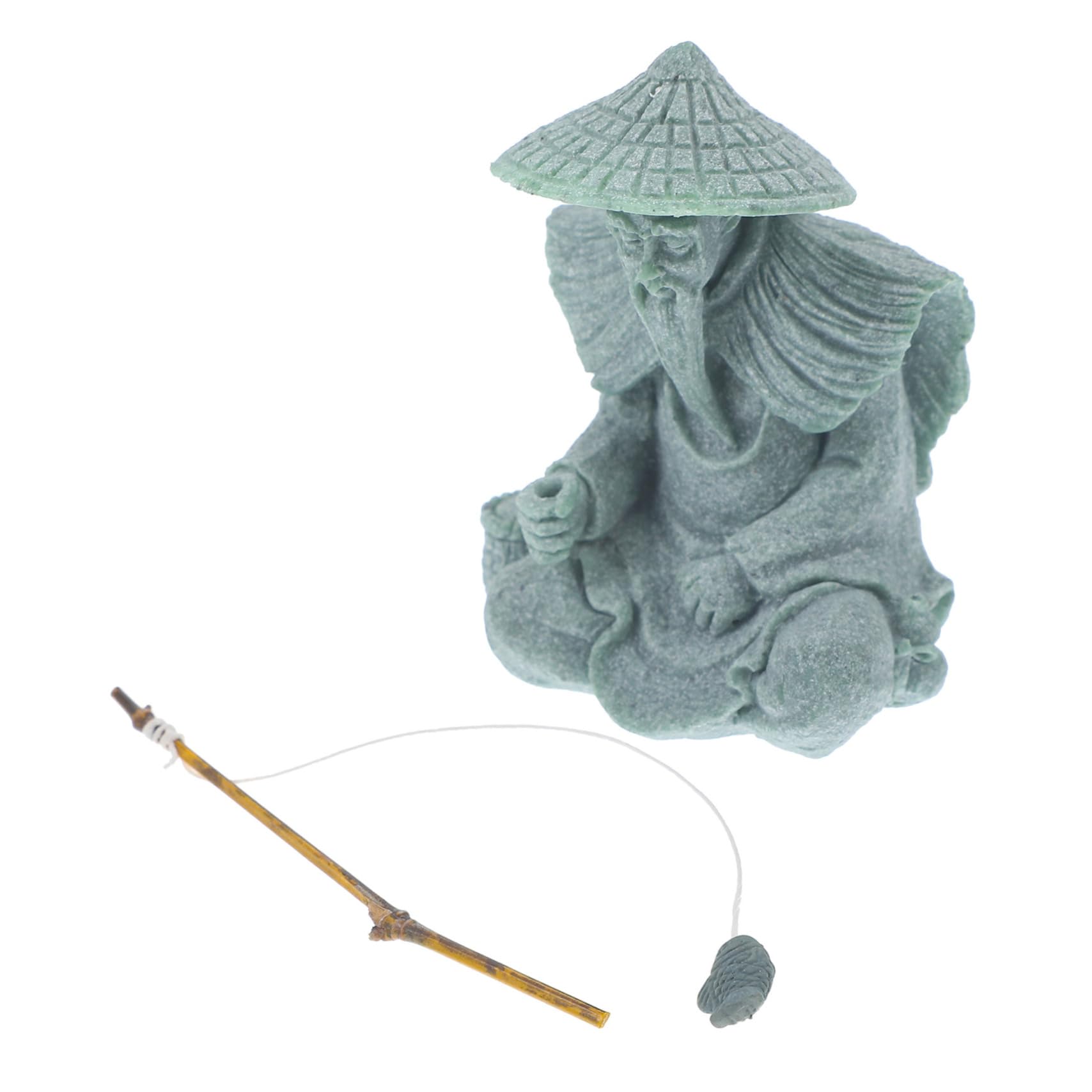 PRETYZOOM 4 Pezzi Rockery Fish Tank Piccola Statua Delicata Del Pescatori Acquario Decor Acquario Decorazioni Sabbia Bonsai Figurina Falso Vuoto Spiaggia Mini Acqua Verde