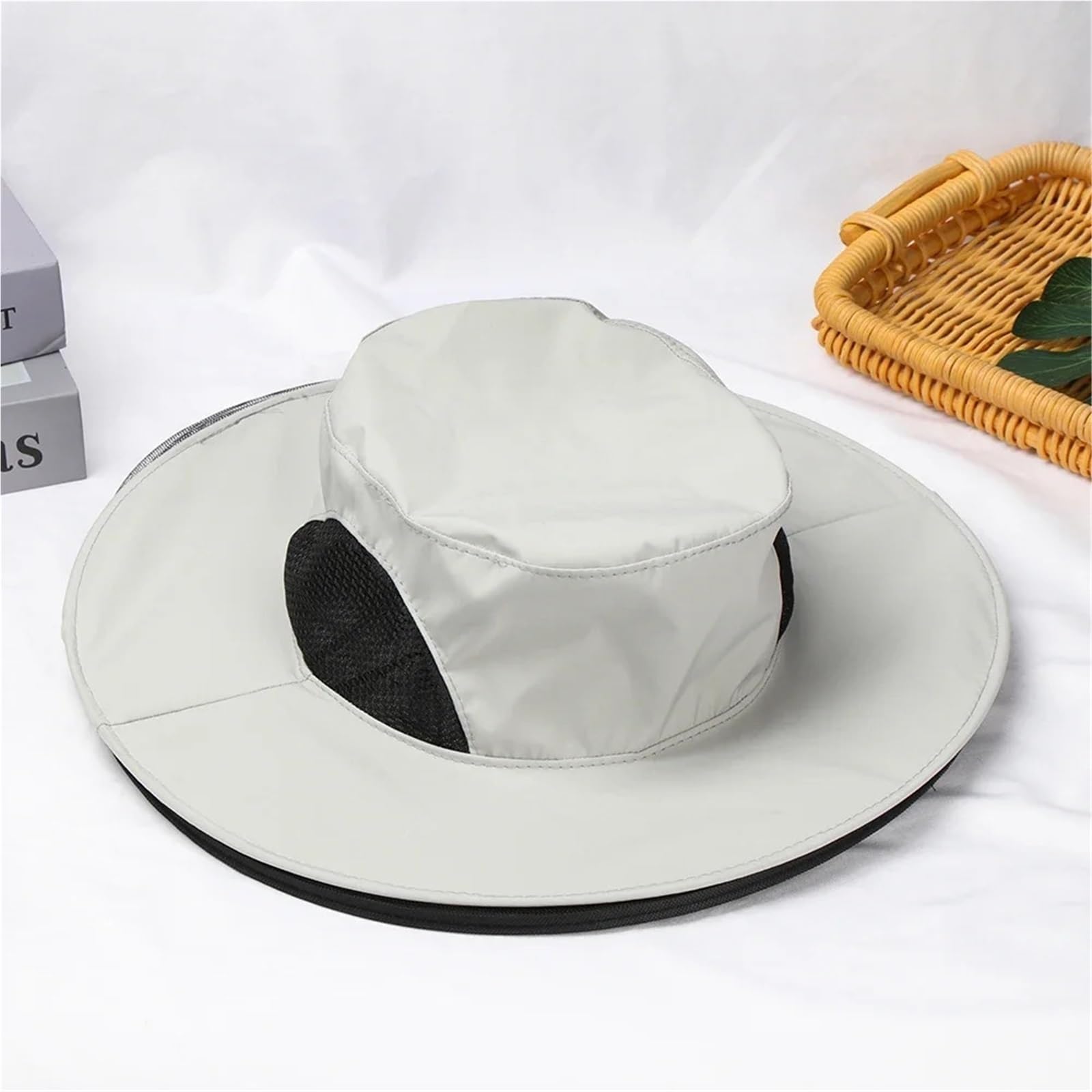 2 Stück Netzhut Angelkappen Sonnenkopf Netzkappe Gesichtskopf Halswickelschutz Reisekopfbedeckung Isolator(Gray)