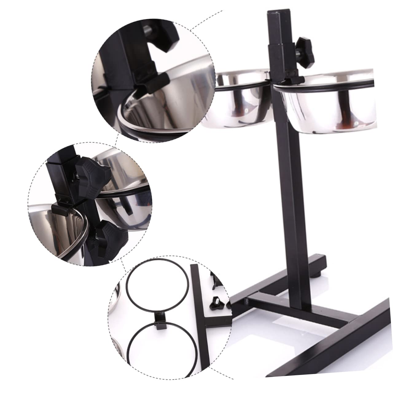 Set de Comedero y Bebedero para Perros de Acero Inoxidable Diseño Elevable Plegable y Dos Cuencos Extraíbles para Mascotas en Interior