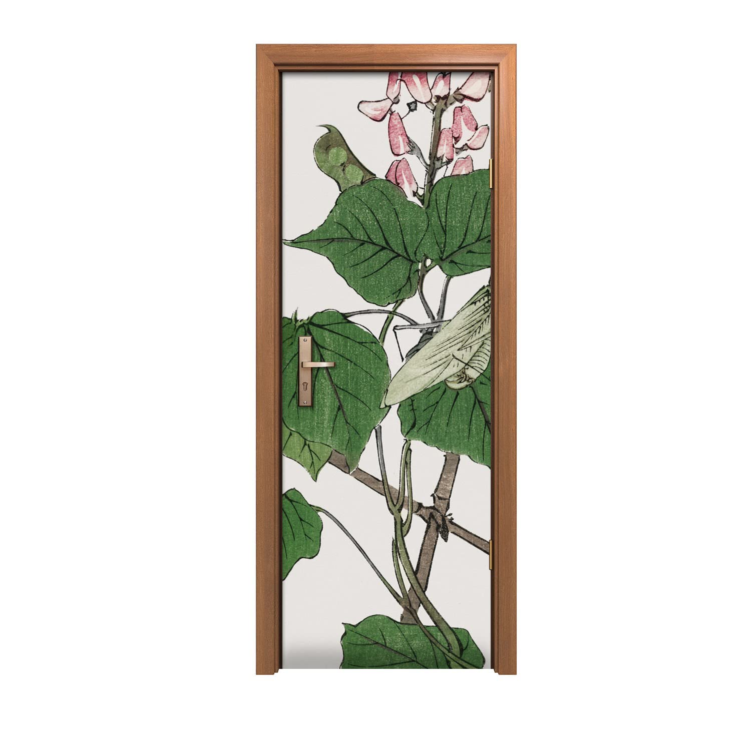 Autocollant de porte 70x200 décoratif à haute adhérence motif floral pour masquer les défauts