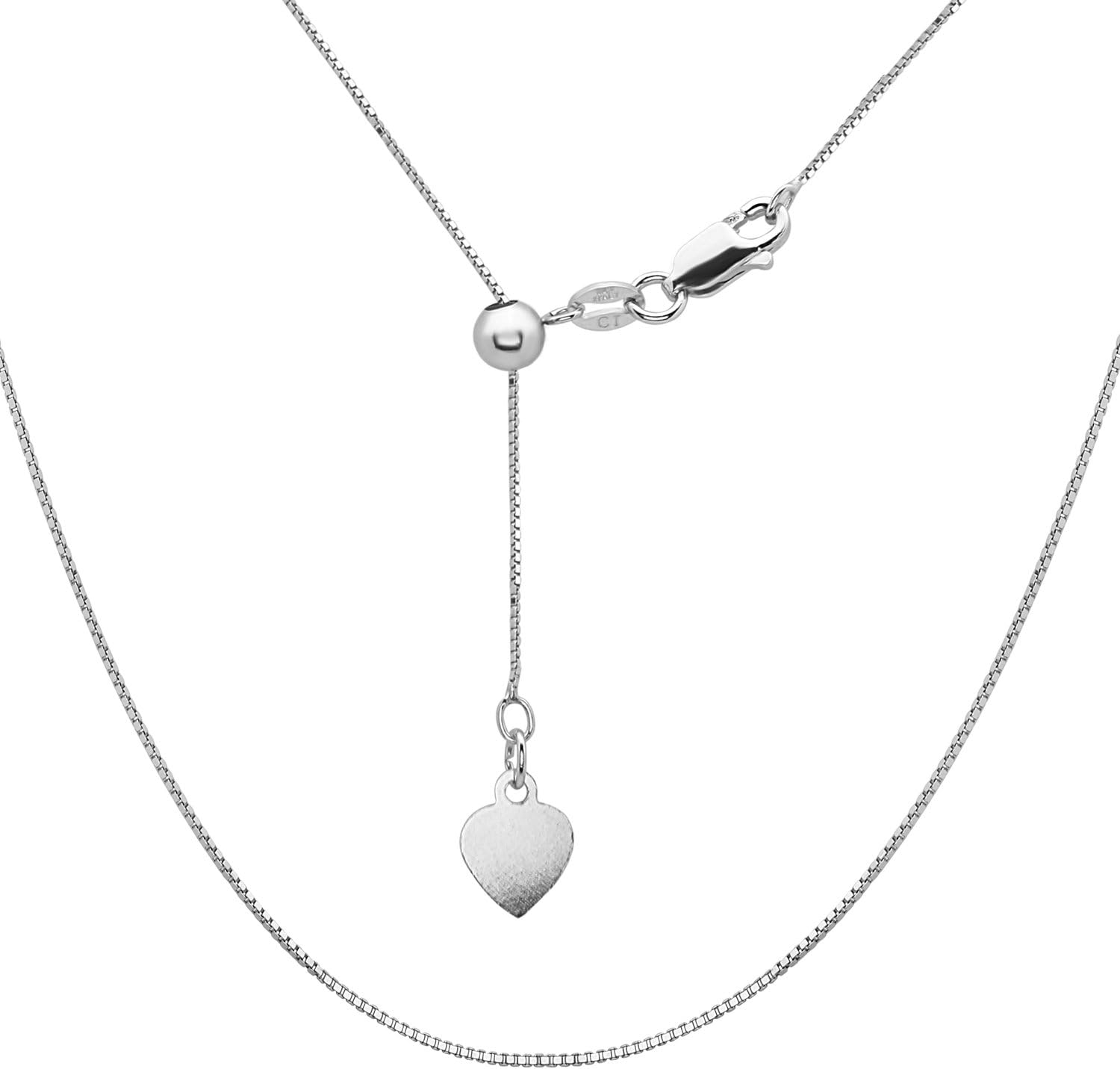 Sterling Silver Italian Adjustable Box Bolo Chain (up to 22") …