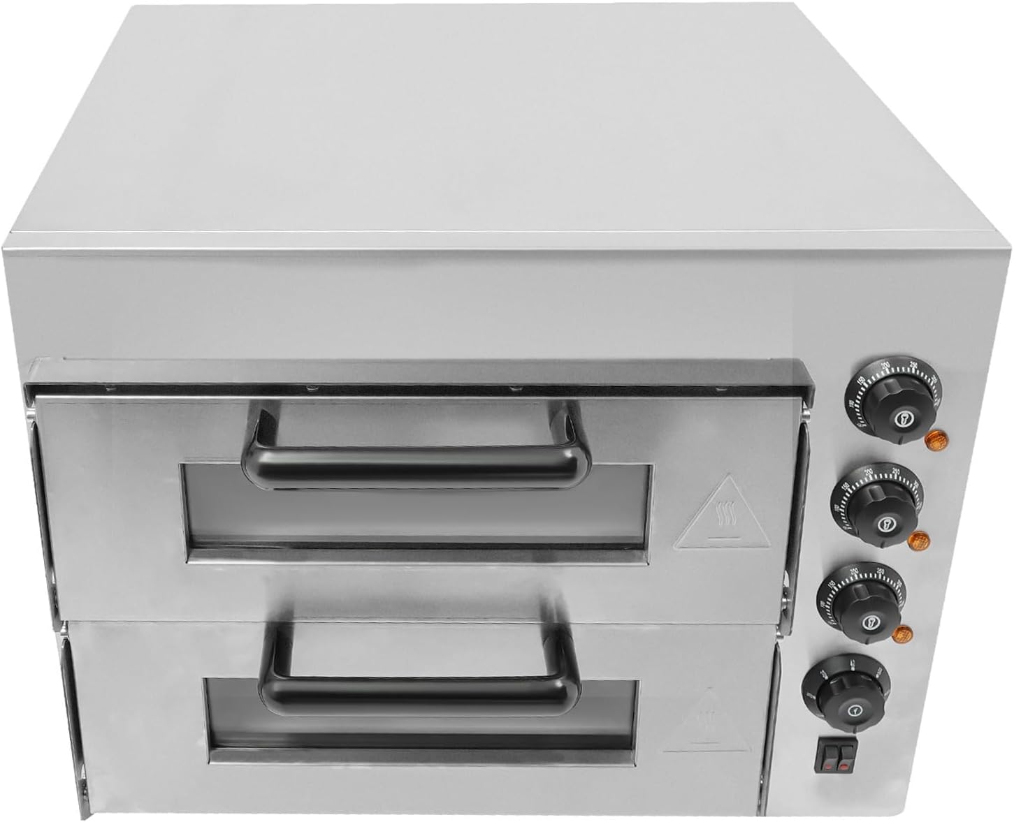 Horno elctrico para pizza de acero inoxidable, 3000 W, para interiores, doble piso, horno de pizza, 2 pisos, con regulacin de temperatura, 50-350 , para pizzera, restaurante, panadera, hogar