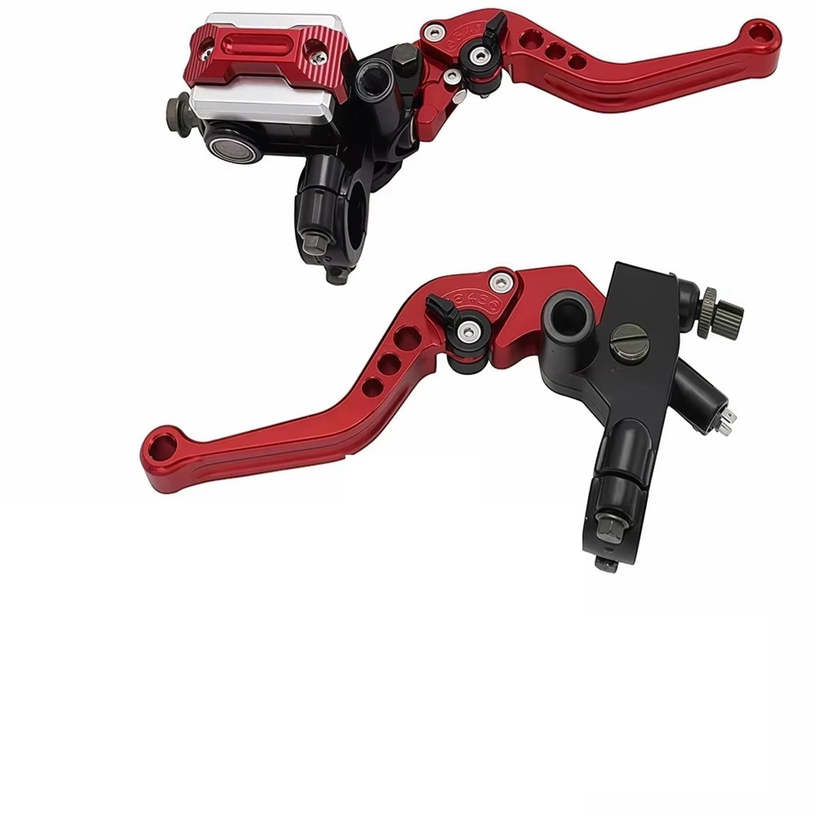 BeiZhengbhD Clutch Lever Handlebar for Hydraulic Brake Clutch Lever Kit with 7/8" Throttle Grip 22mm Master Cylinder Motorcycle Handlebars Conversion Accessories(Red)