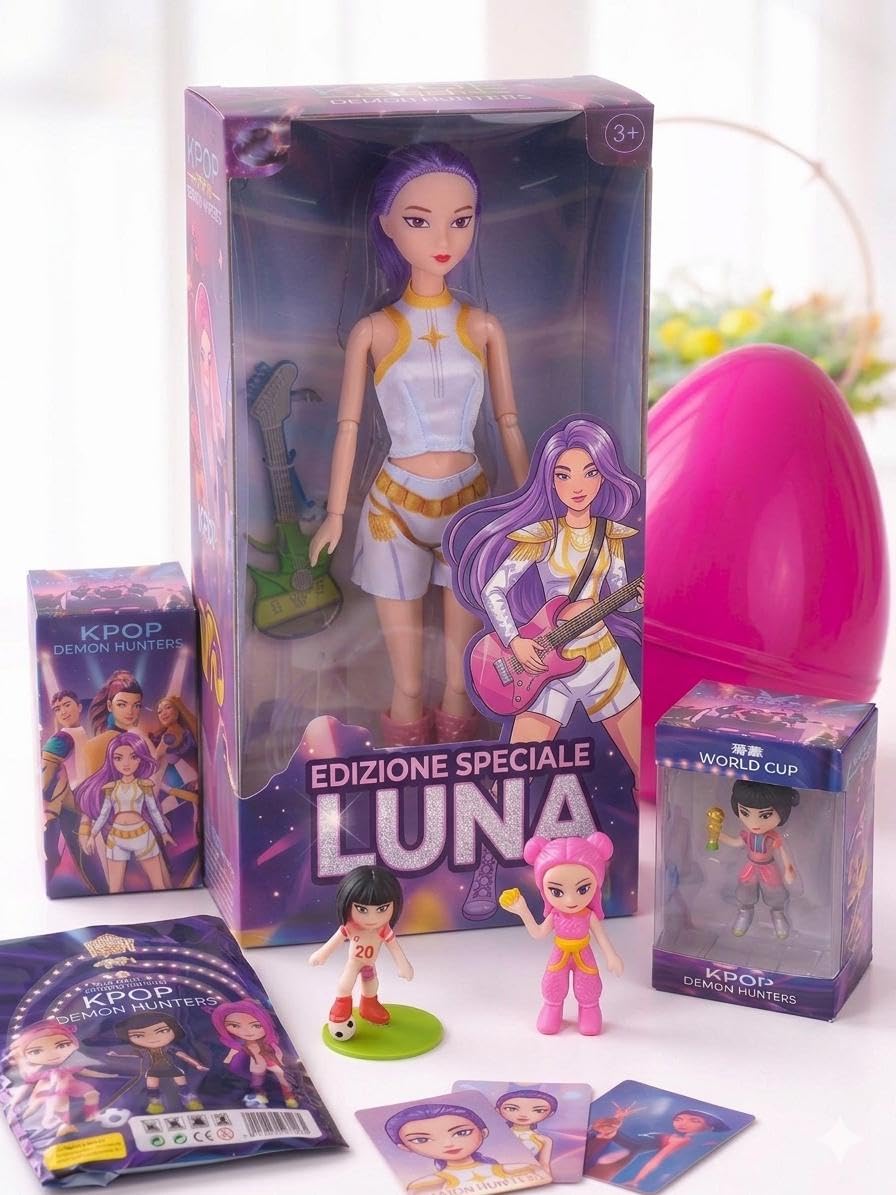 Uovo di Pasqua Contenitore a Tema Pop Cacciatrici di Demoni – Idea Regalo di Pasqua per Fan della Musica Coreana – Include Gadget, Giocattoli e Accessori