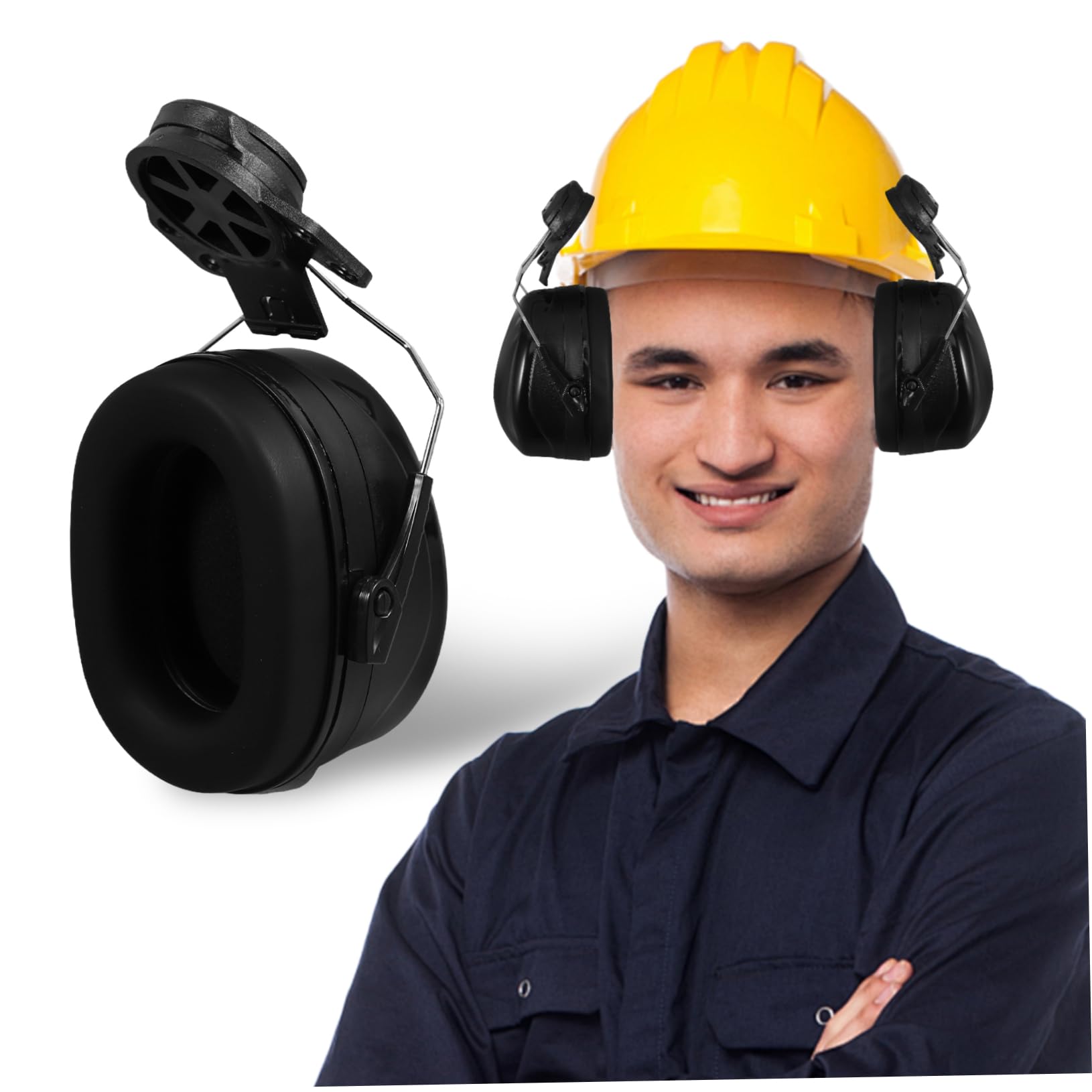 Cabilock Orejeras de Seguridad Industriales Acoplables al Casco, Protección Auditiva Reducción de Ruido, Ajustables y Resistentes, Accesorio para Obra y Trabajo en Entornos Ruidosos, Color