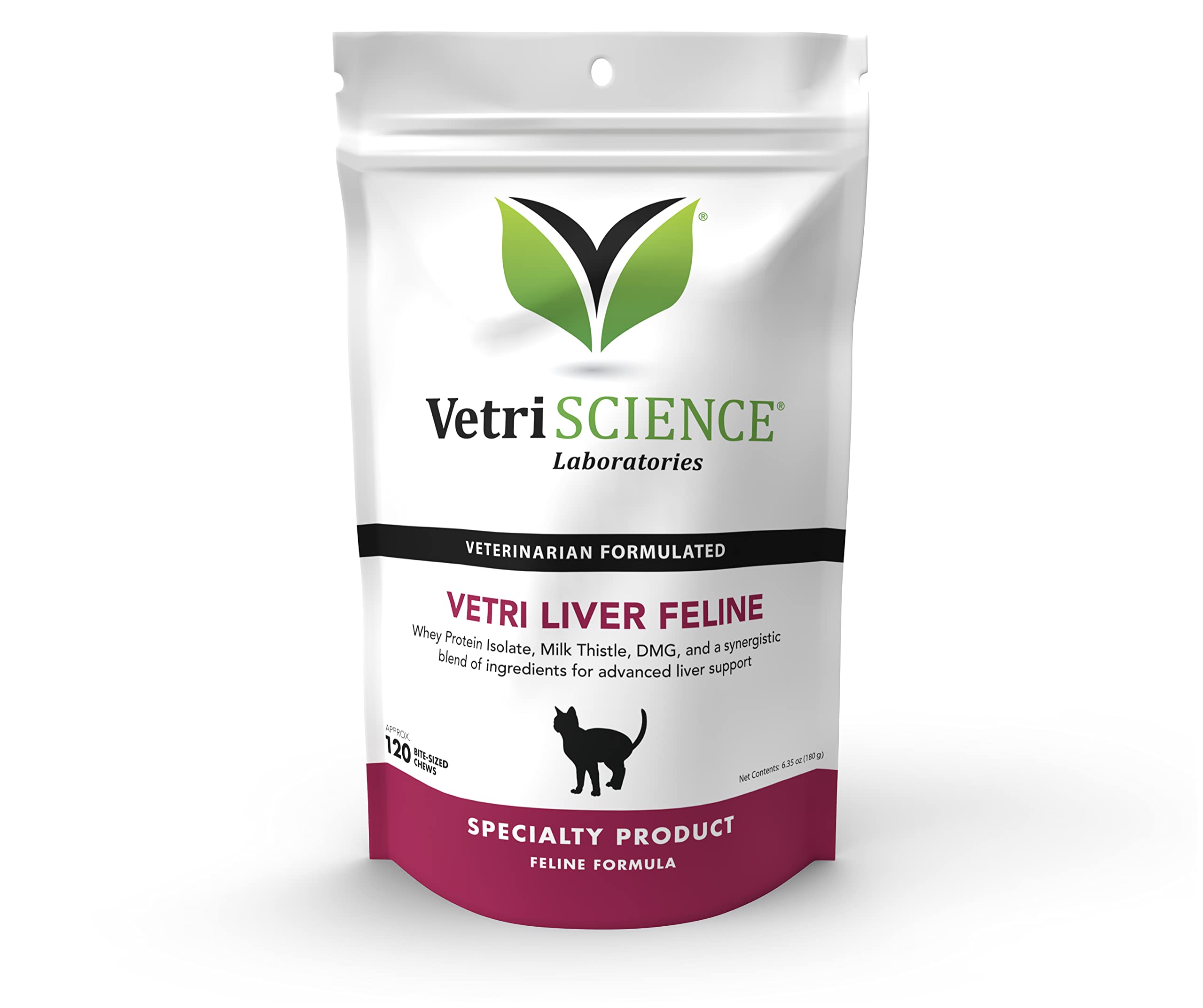 VetriScience Liver Health Chews, Vetri Liver Herbal Detox Supplement for Cats, Milk Thistle, Turmeric and Taurine Chicken, 120 Count