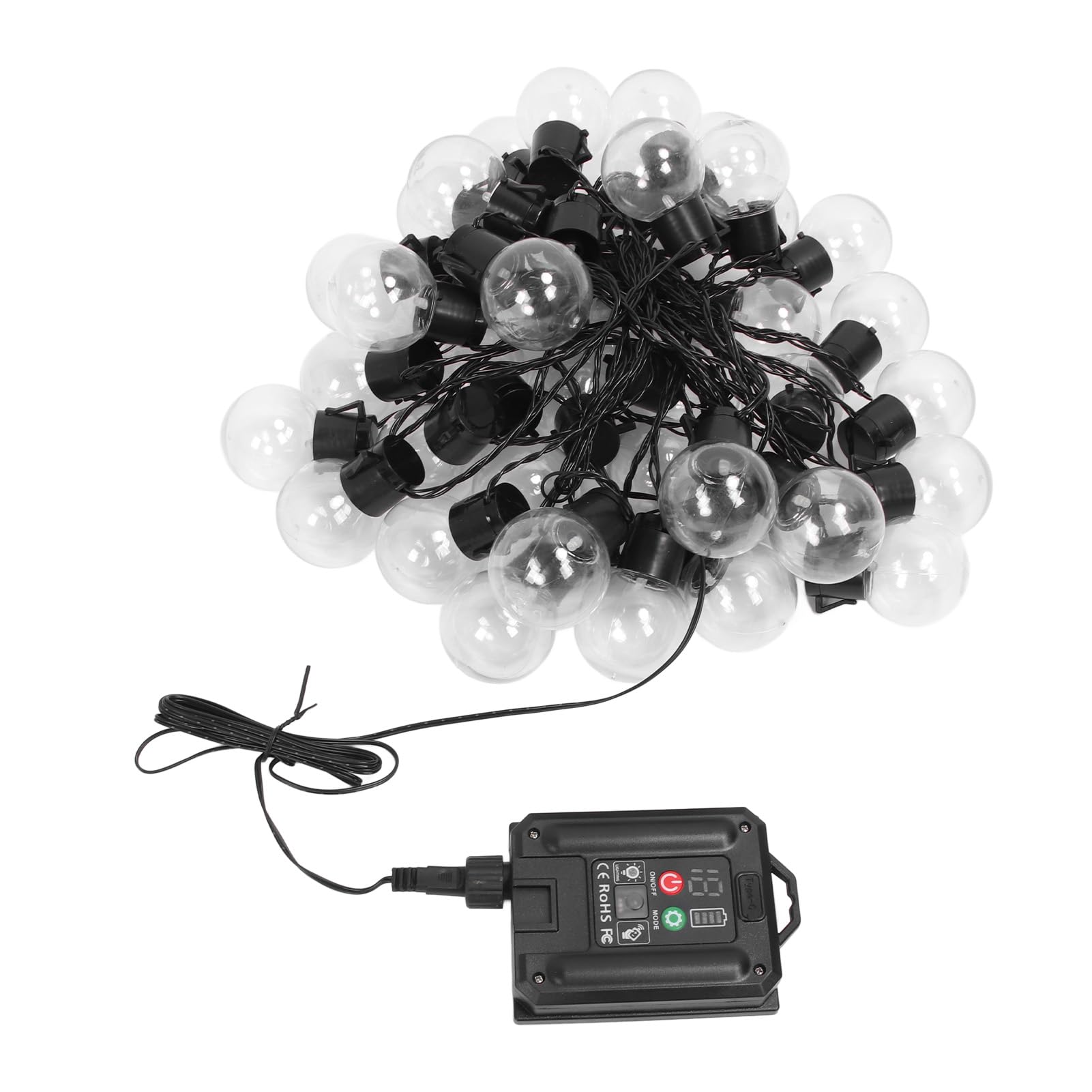 Domary 40 Luci Solari a Stringa LED Lampadine G50 Illuminazione da Esterno per Patio da 32,8 Piedi con Batteria 500 mAh Ricarica USB per la Decorazione del Giardino nel Cortile