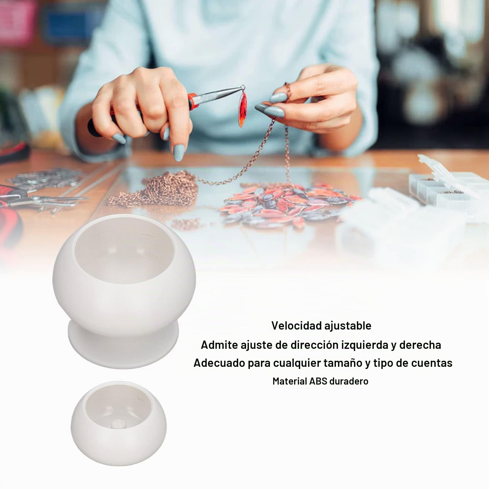 Spinner de Cuentas Eléctrico, Duradero ABS de Alta Estabilidad Multiusos Spin Bead Loader con Cuenco para Collar DIY